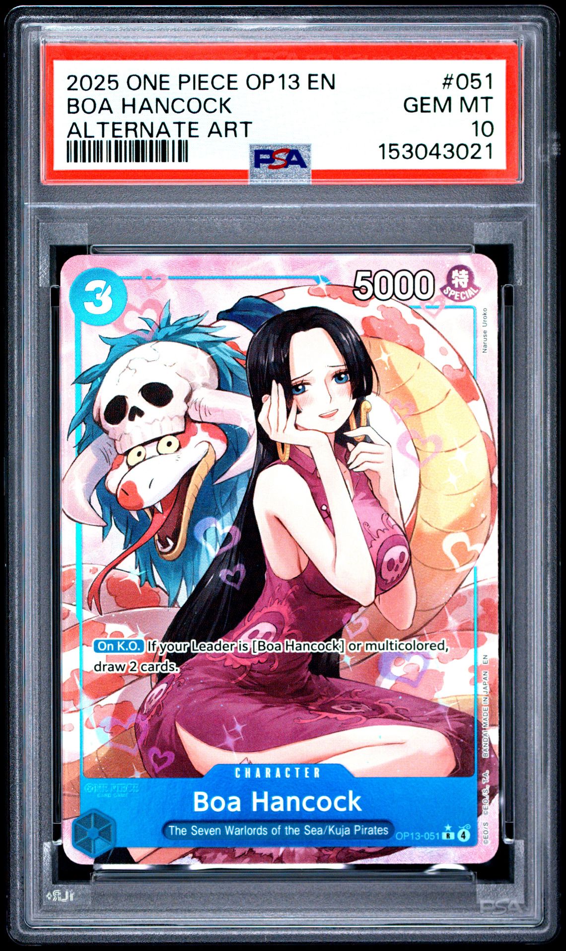2025 One Piece Op13-Carrying On His Will Boa Hancock #051 (Alternate Art) Gem Mt 10 front