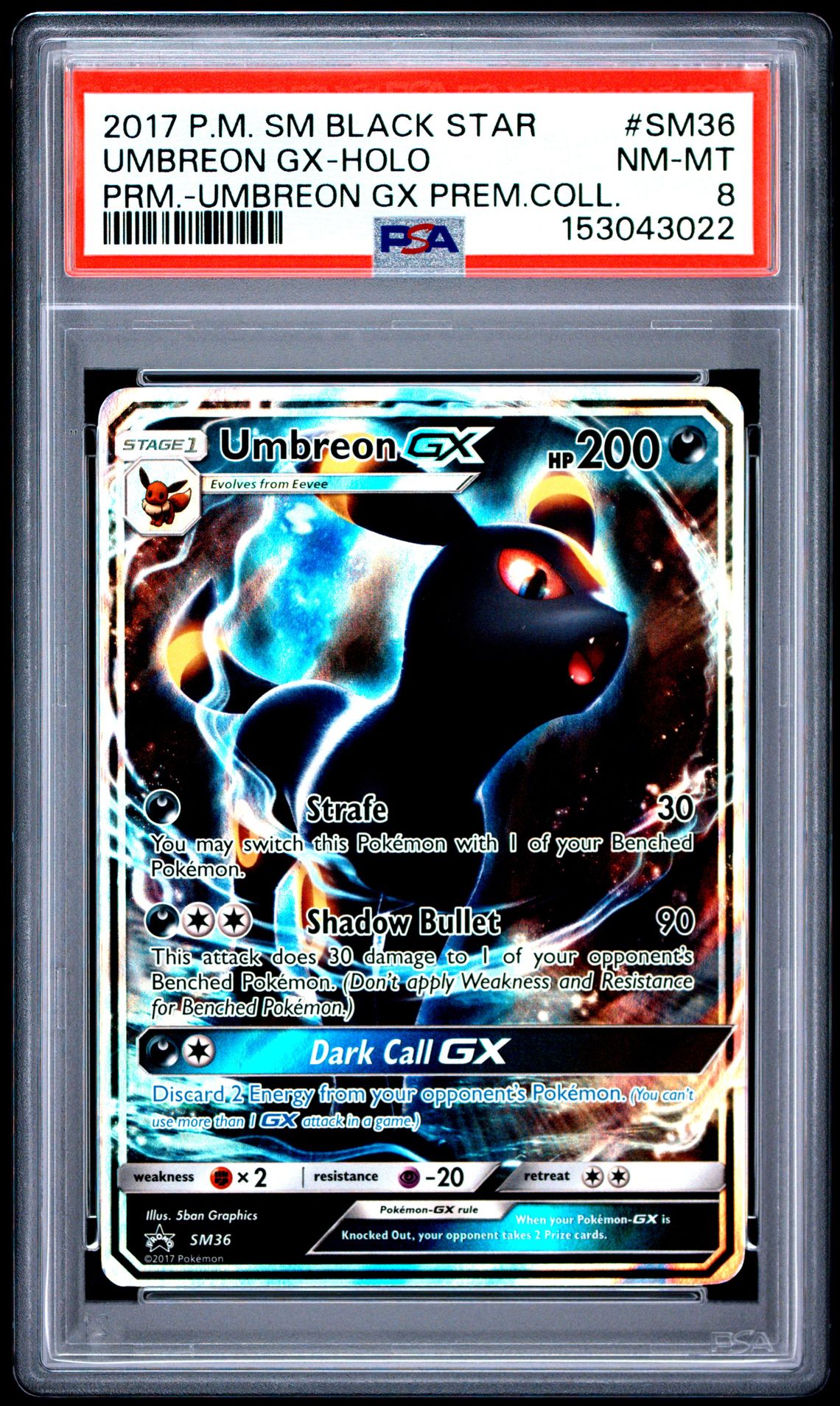 2017 Pokemon Sm Black Star Promo Umbreon Gx-Holo #Sm36 (Prm.-Umbreon Gx Prem.coll.) Nm-Mt 8 front