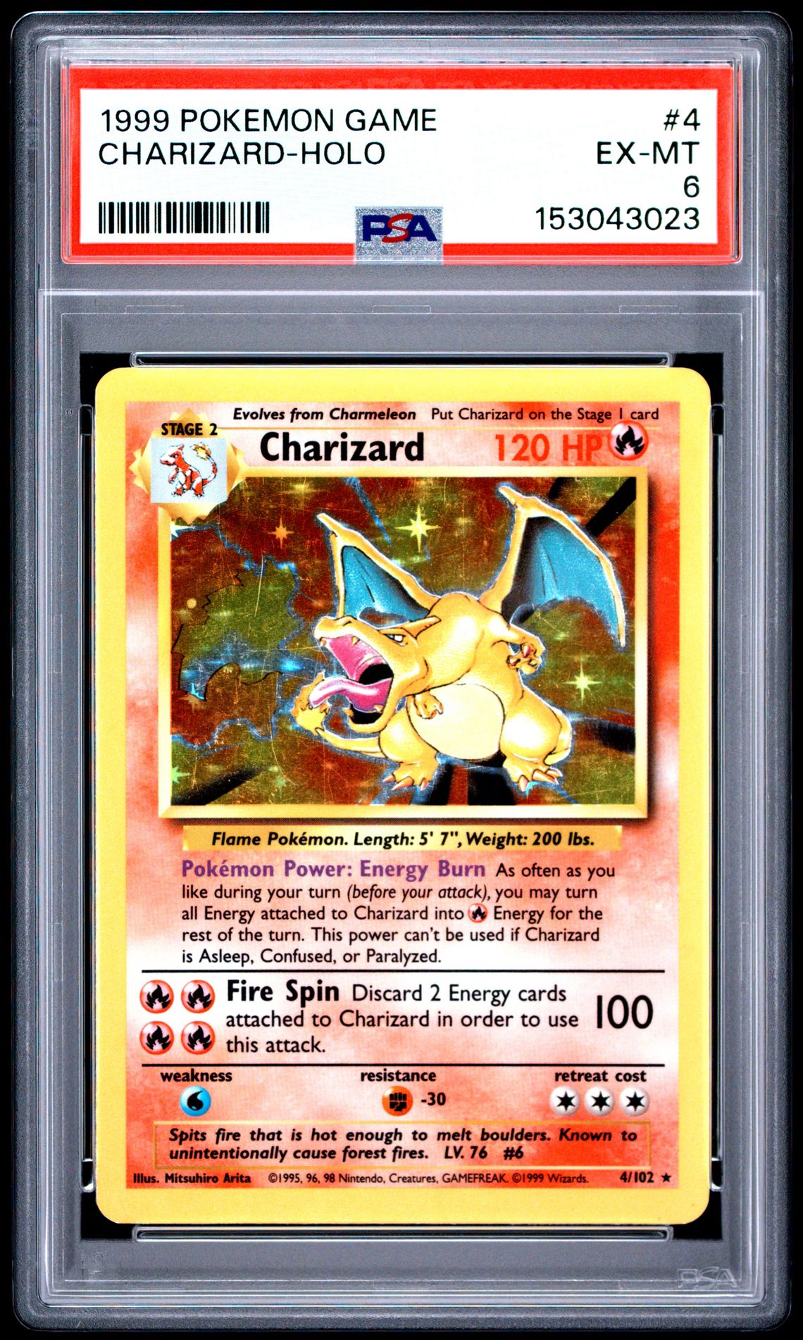 1999 Pokemon Game Charizard-Holo #4 Ex-Mt 6 front