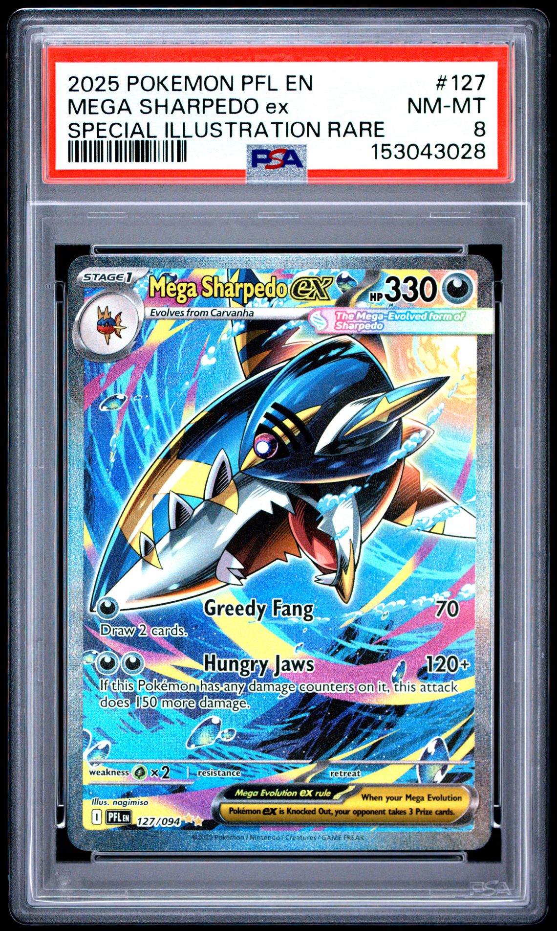2025 Pokemon Pfl En-Phantasmal Flames Mega Sharpedo Ex #127 (Special Illustration Rare) Nm-Mt 8 front
