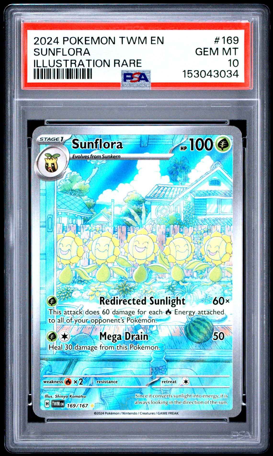 2024 Pokemon Twm En-Twilight Masquerade Sunflora #169 (Illustration Rare) Gem Mt 10 front