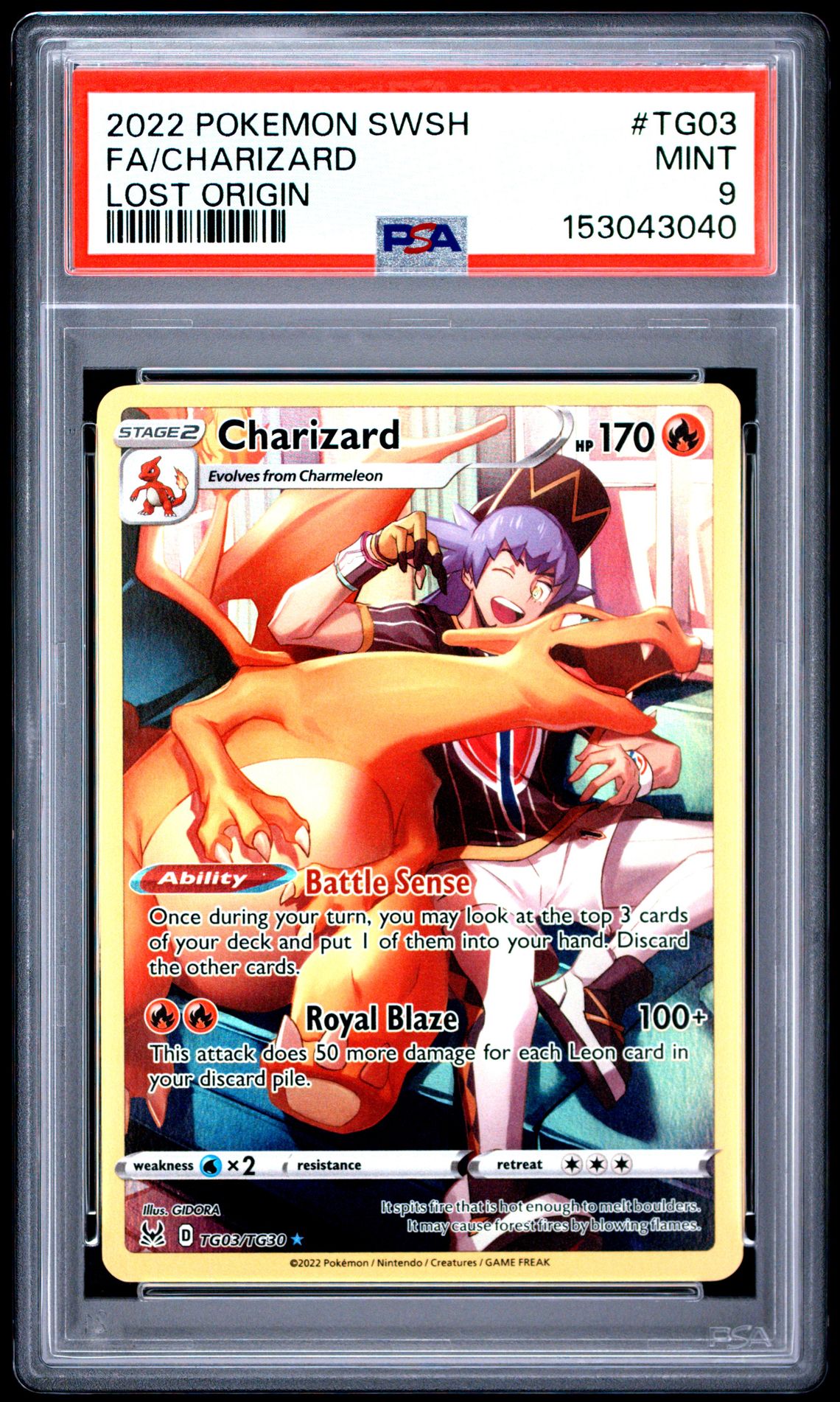 2022 Pokemon Sword & Shield Lost Origin Fa/Charizard #Tg03 (Lost Origin) Mint 9 front