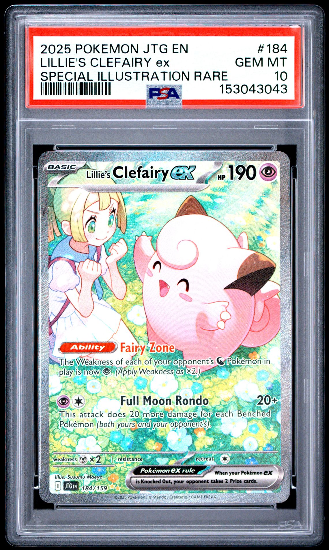 2025 Pokemon Jtg En-Journey Together Lillie's Clefairy Ex #184 (Special Illustration Rare) Gem Mt 10 front
