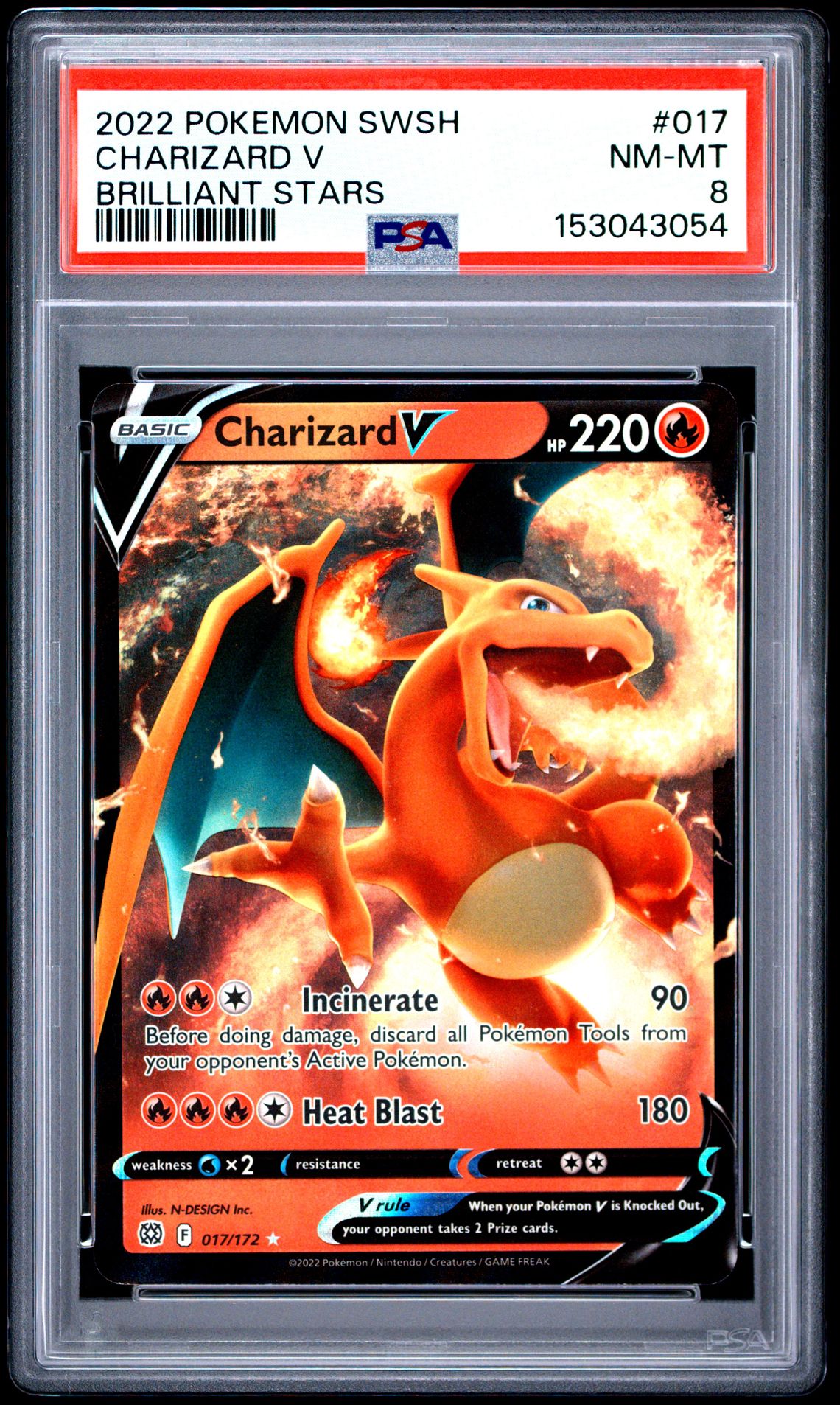 2022 Pokemon Sword & Shield Brilliant Stars Charizard V #017 (Brilliant Stars) Nm-Mt 8 front