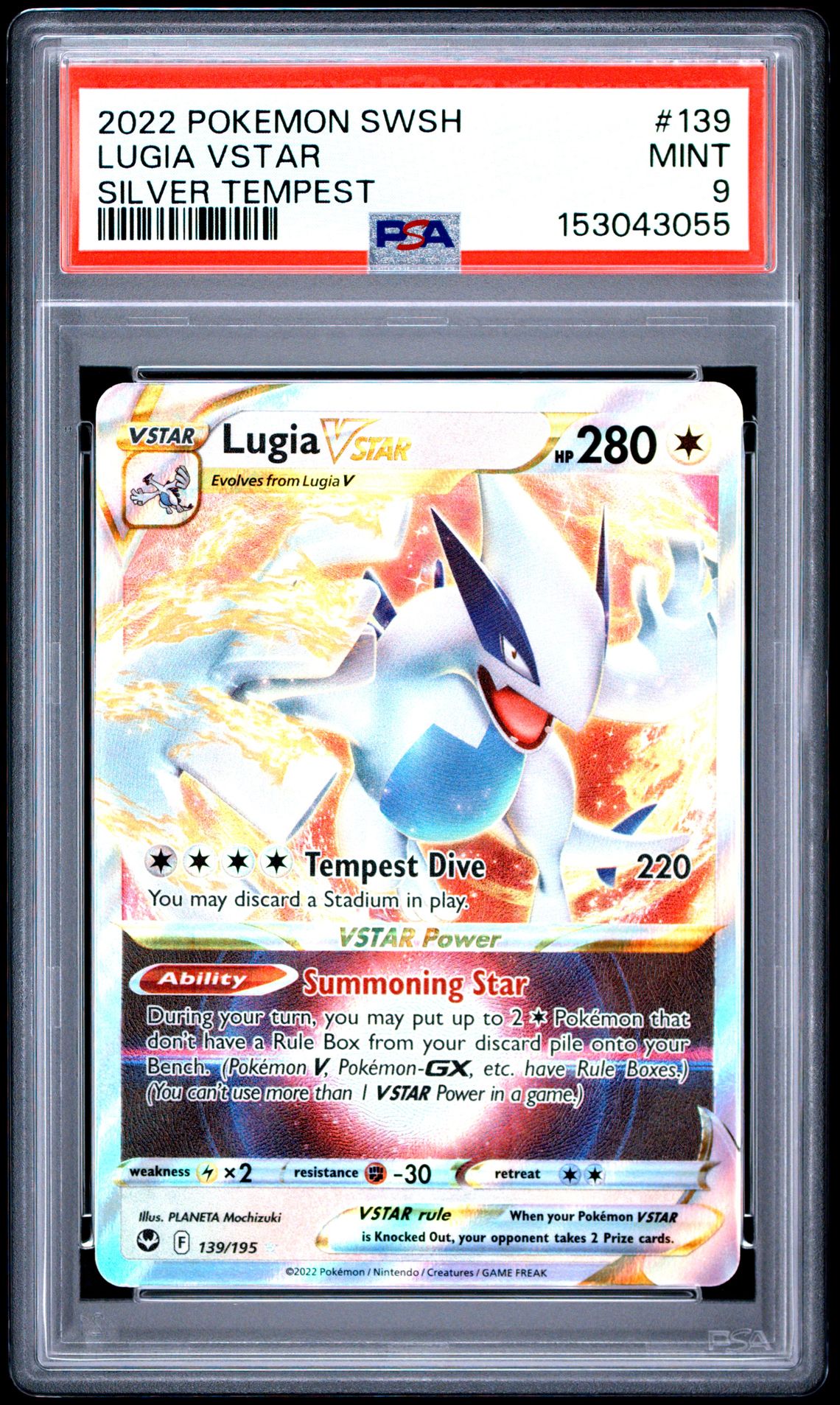 2022 Pokemon Sword & Shield Silver Tempest Lugia Vstar #139 (Silver Tempest) Mint 9 front