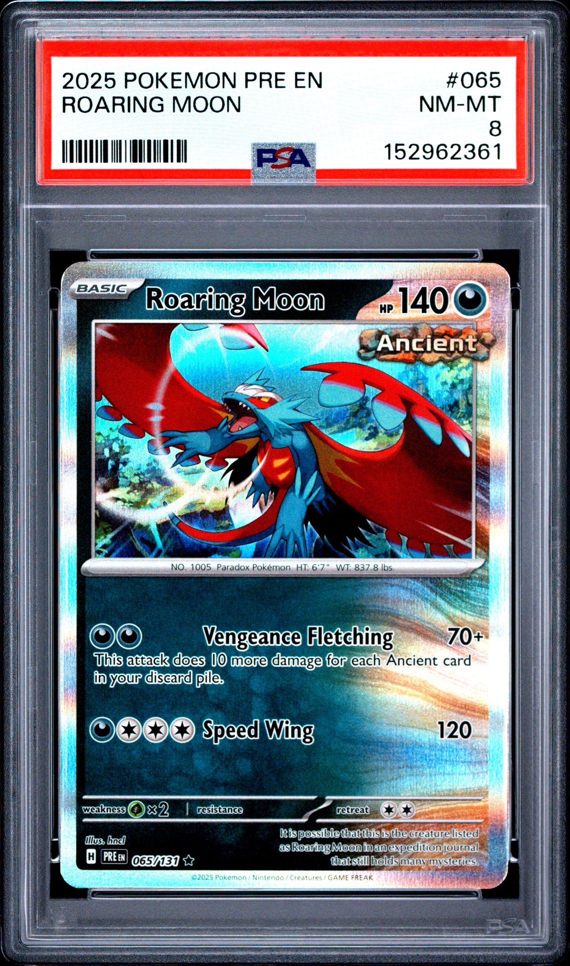 2025 Pokemon Pre En-Prismatic Evolutions Roaring Moon #065 Nm-Mt 8 front