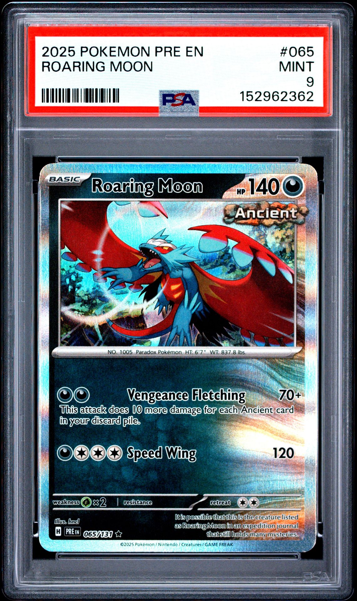 2025 Pokemon Pre En-Prismatic Evolutions Roaring Moon #065 Mint 9 front