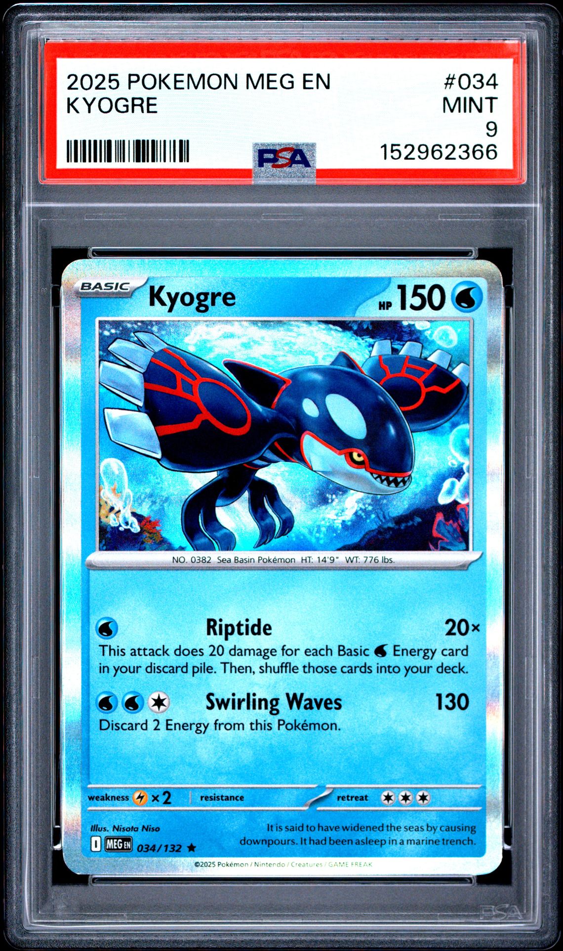 2025 Pokemon Meg En-Mega Evolution Kyogre #034 Mint 9 front