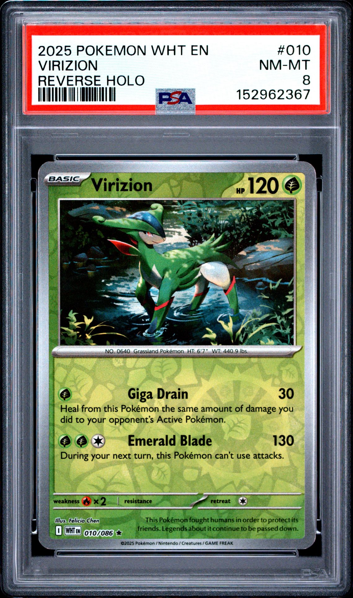 2025 Pokemon Wht En-White Flare Virizion #010 (Reverse Holo) Nm-Mt 8 front