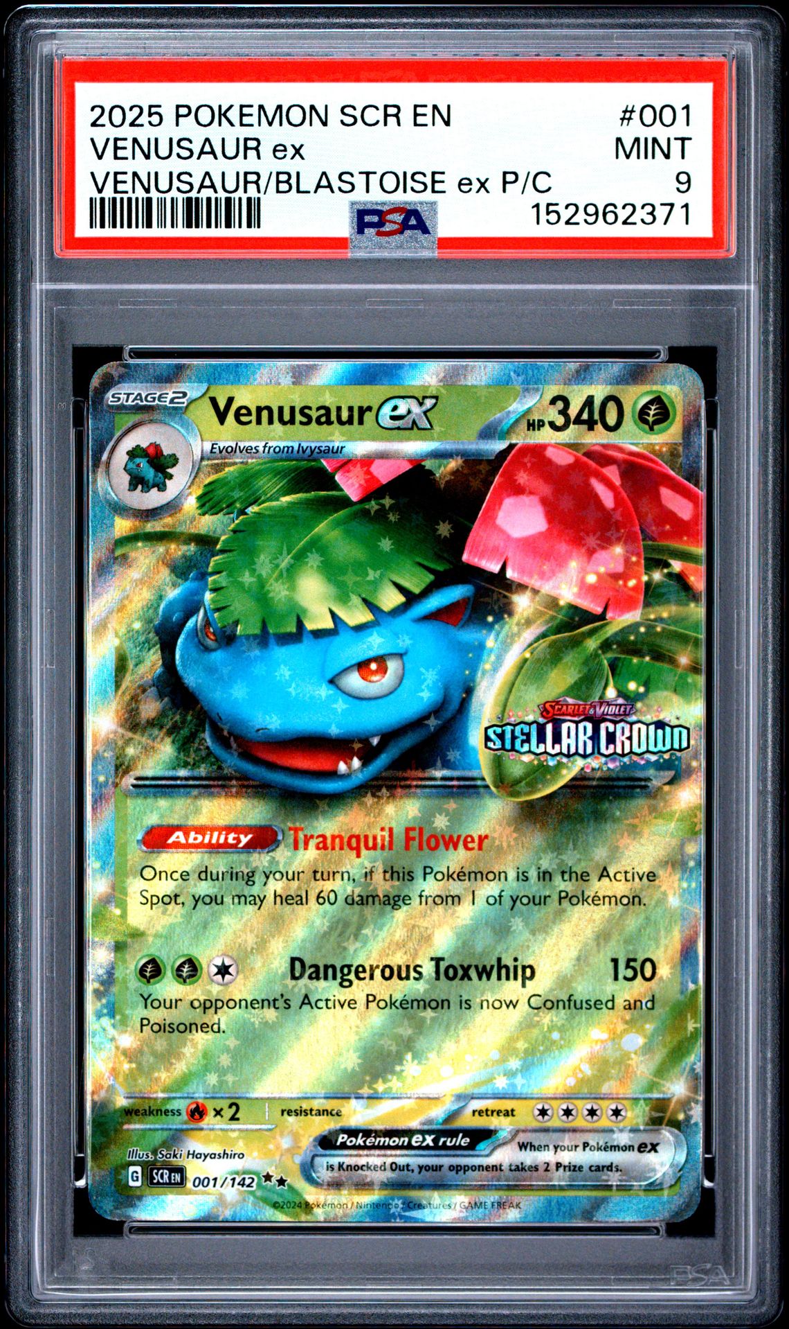 2025 Pokemon Scr En-Stellar Crown Venusaur Ex #001 (Venusaur/Blastoise Ex P/C) Mint 9 front