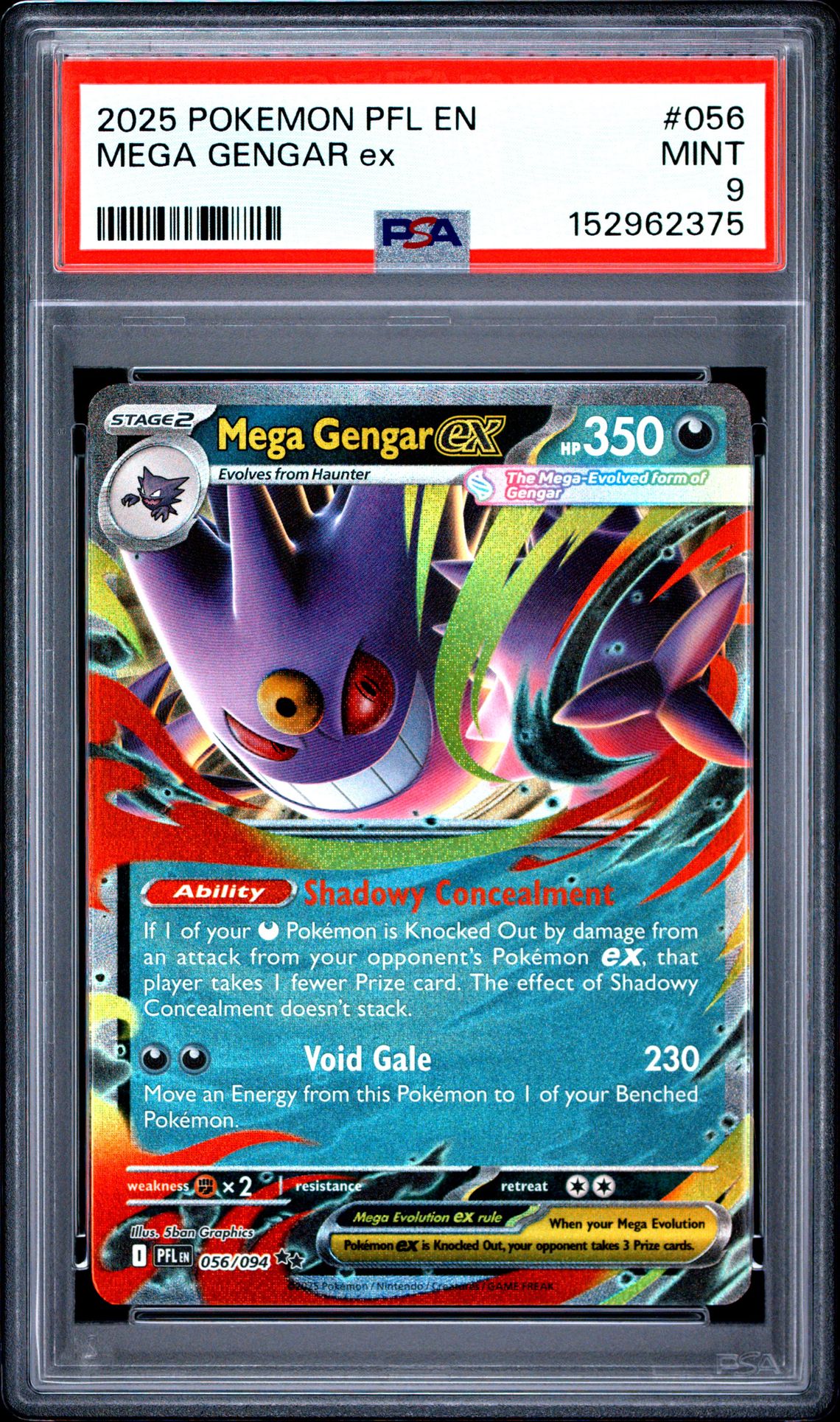 2025 Pokemon Pfl En-Phantasmal Flames Mega Gengar Ex #056 Mint 9 front