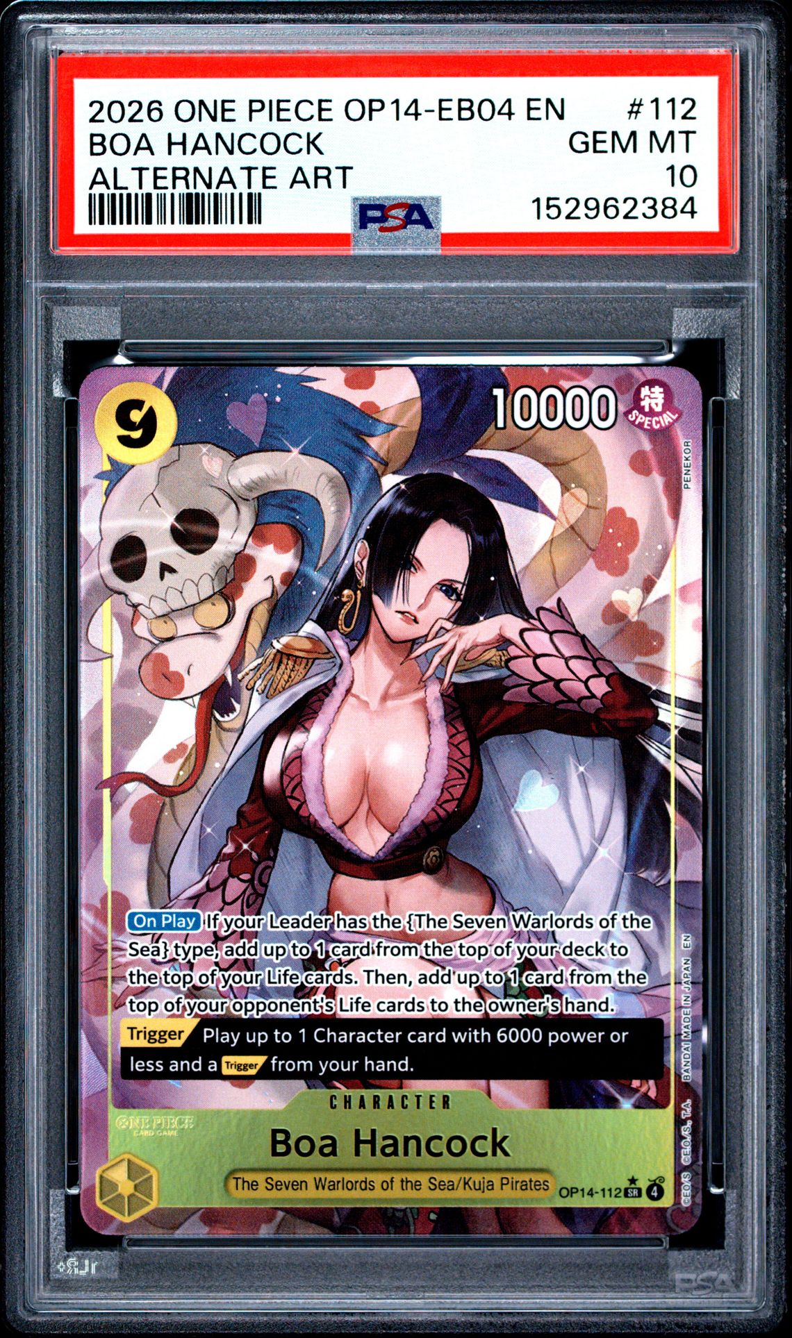2026 One Piece Op14-Eb04-The Azure Sea's Seven Boa Hancock #112 (Alternate Art) Gem Mt 10 front