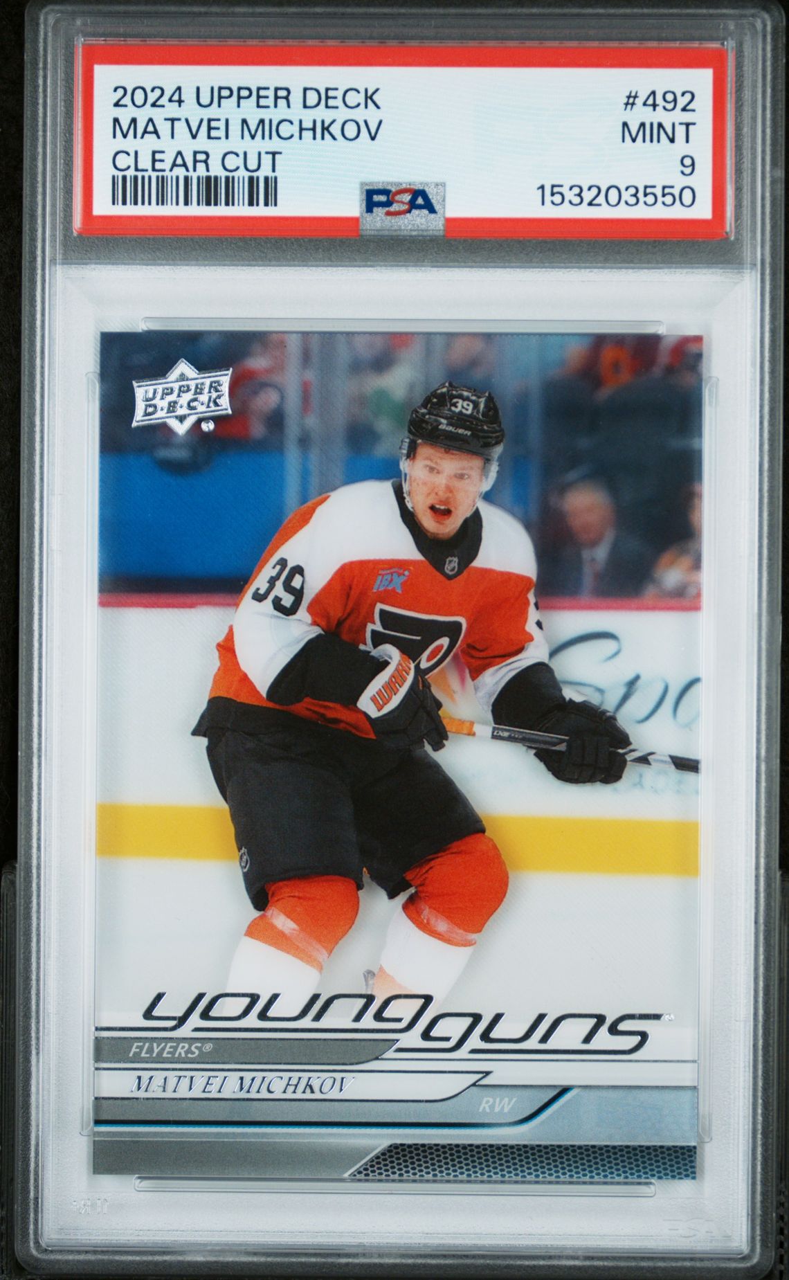 2024 Upper Deck Matvei Michkov #492 (Clear Cut) Mint 9 front