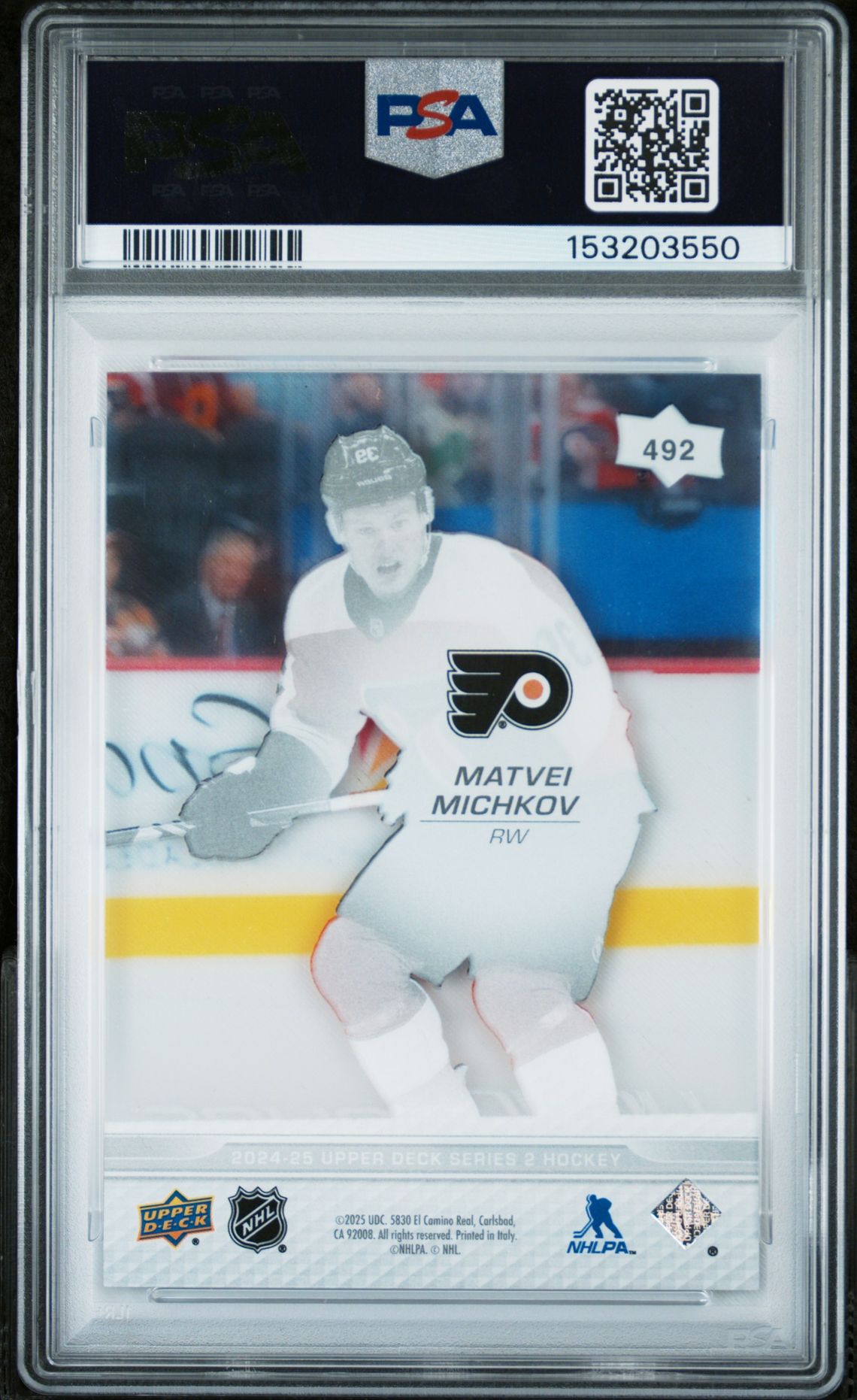 2024 Upper Deck Matvei Michkov #492 (Clear Cut) Mint 9 back