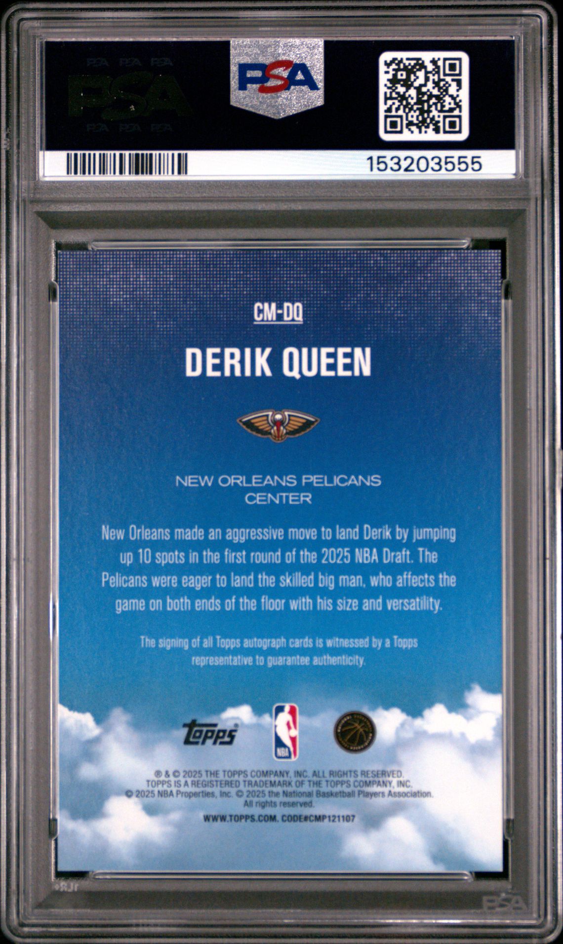 2025 Topps Contemporary Marks Derik Queen #Cm-Dq Mint 9 back