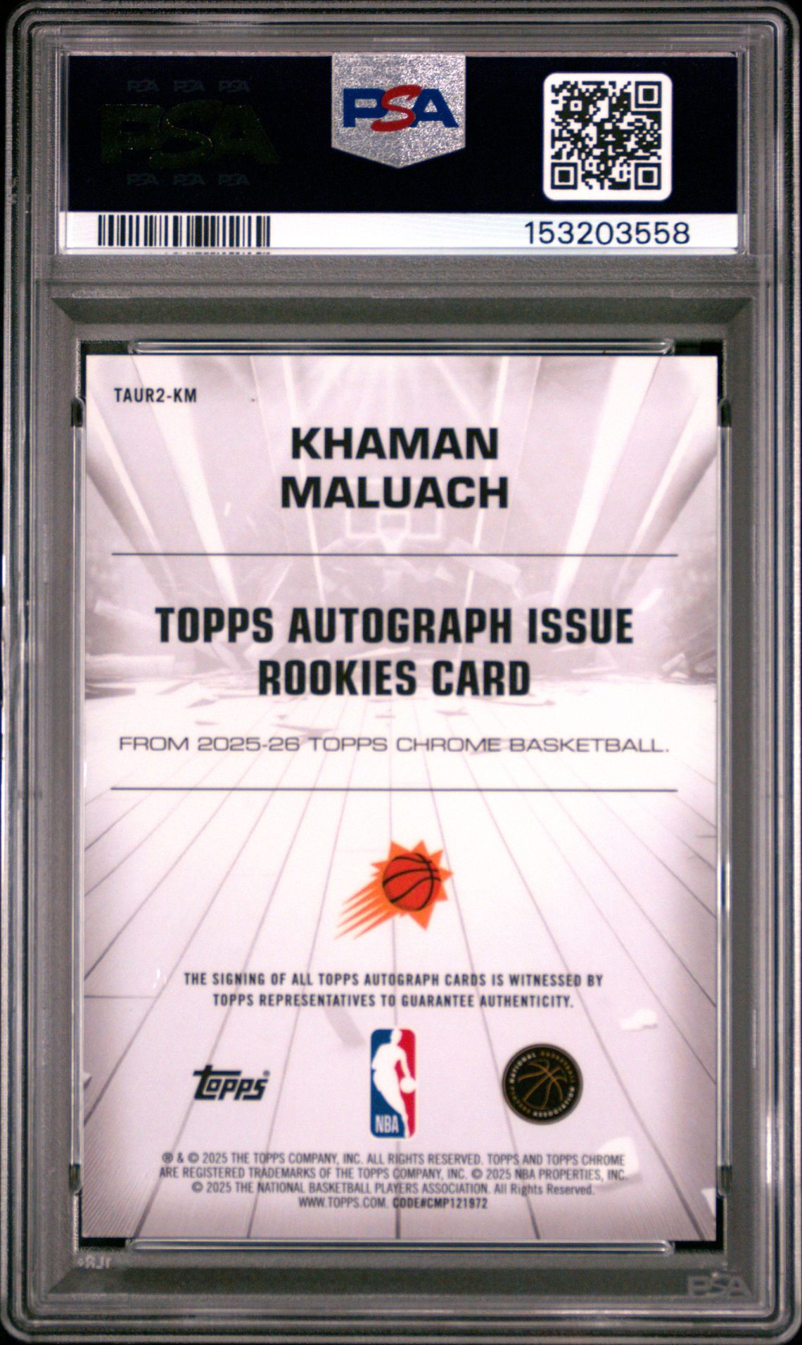 2025 Topps Chrome Autograph Issue Rookies Khaman Maluach #Taur2-Km Mint 9 back