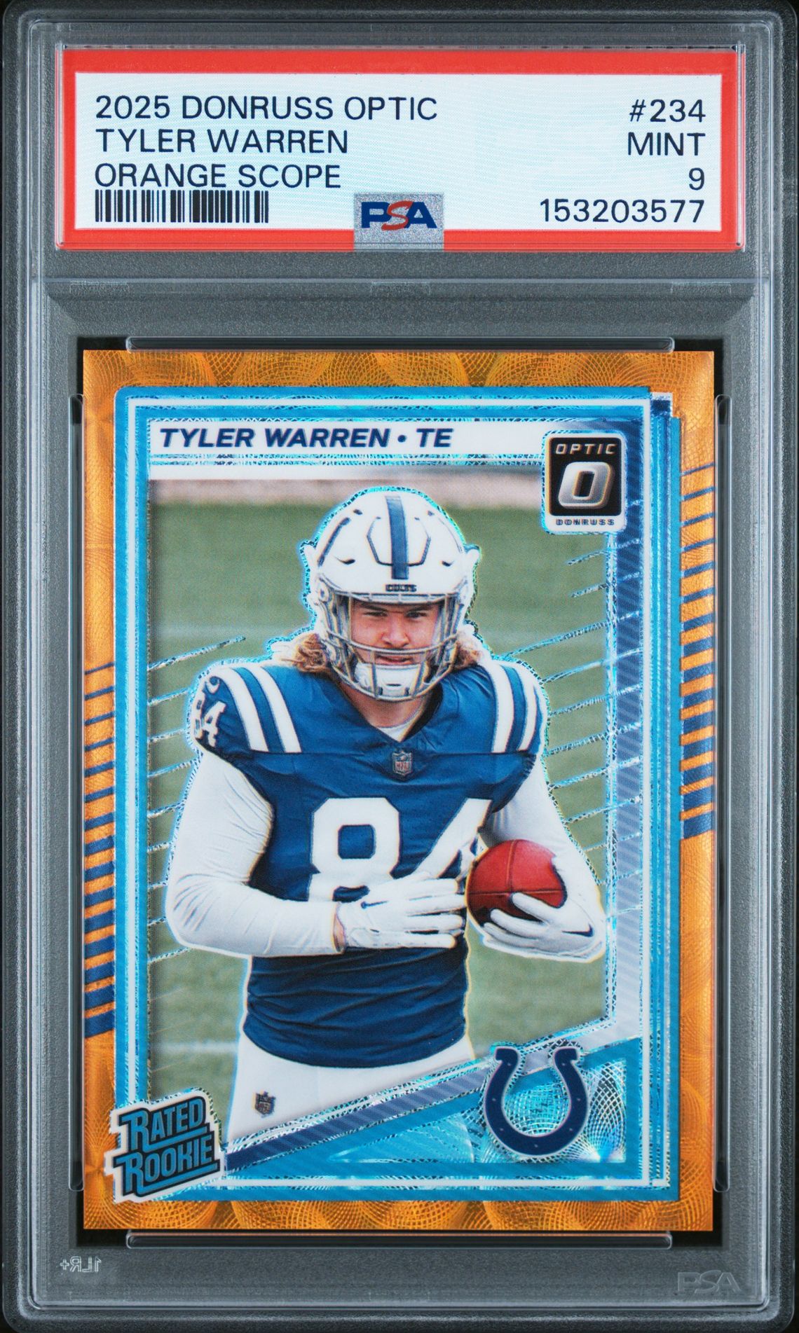 2025 Panini Donruss Optic Tyler Warren #234 (Orange Scope) Mint 9 front
