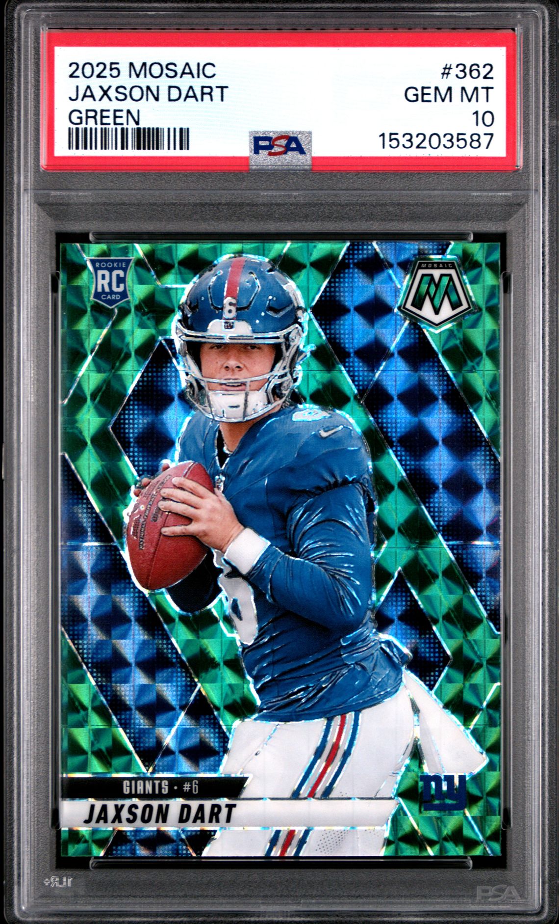 2025 Panini Mosaic Jaxson Dart #362 (Green) Gem Mt 10 front