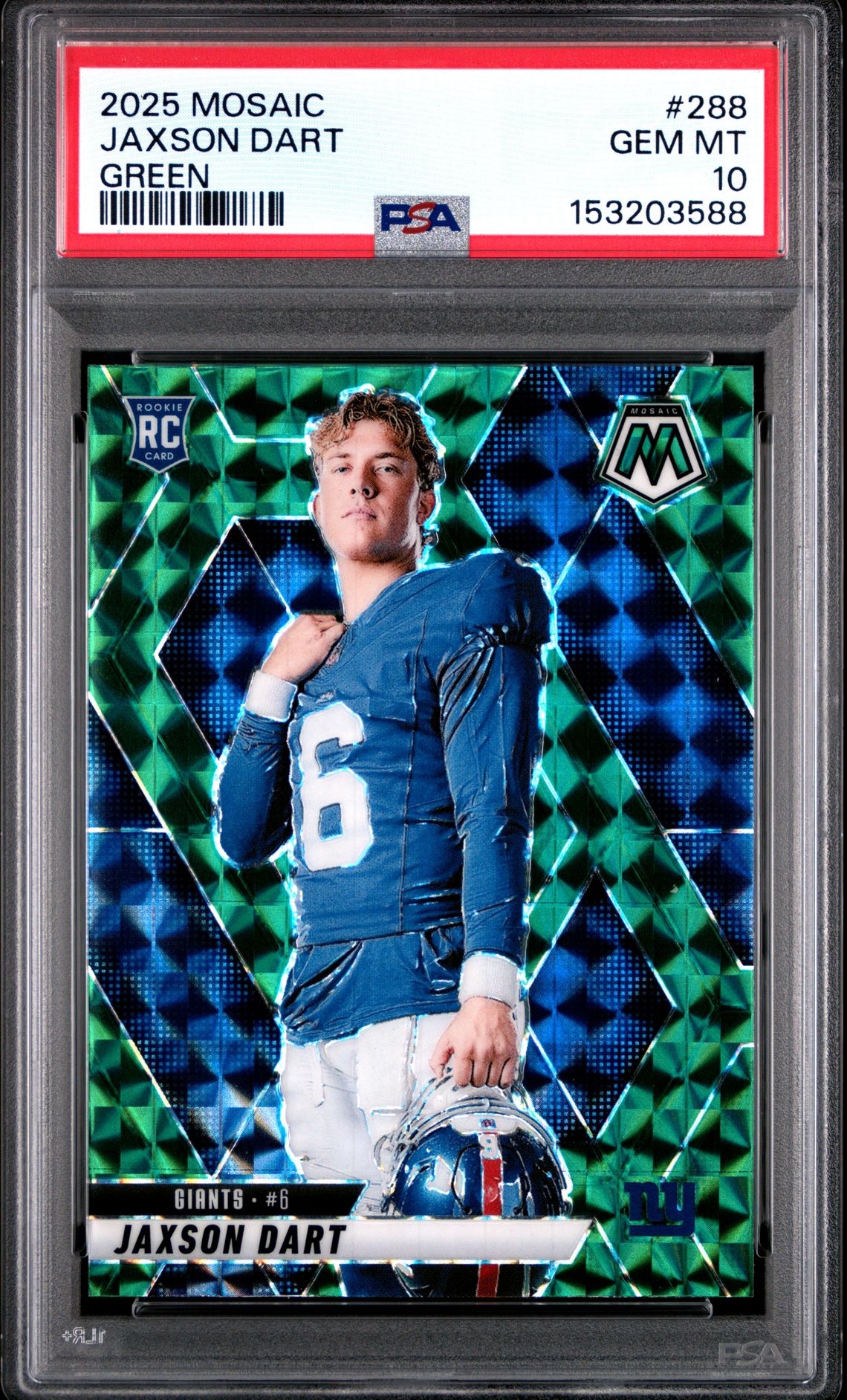 2025 Panini Mosaic Jaxson Dart #288 (Green) Gem Mt 10 front