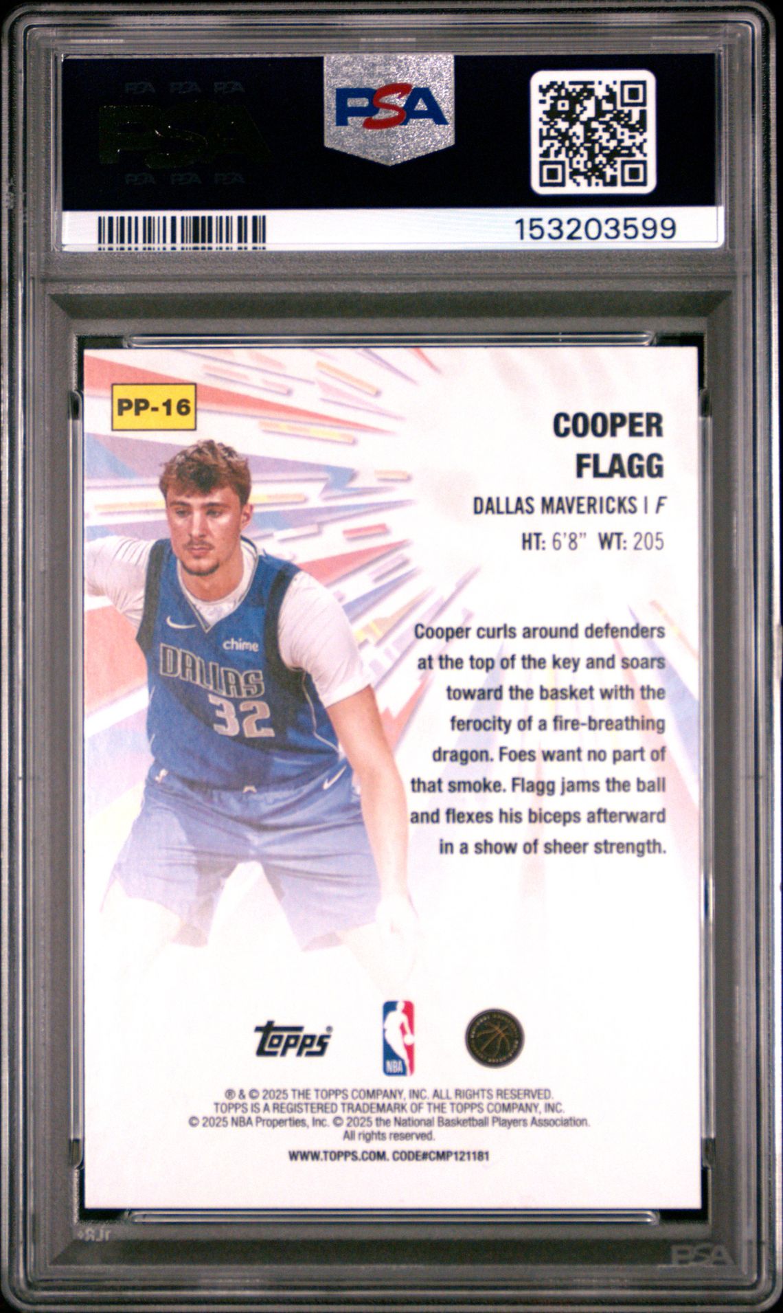 2025 Topps Power Players Cooper Flagg #Pp-16 Gem Mt 10 back