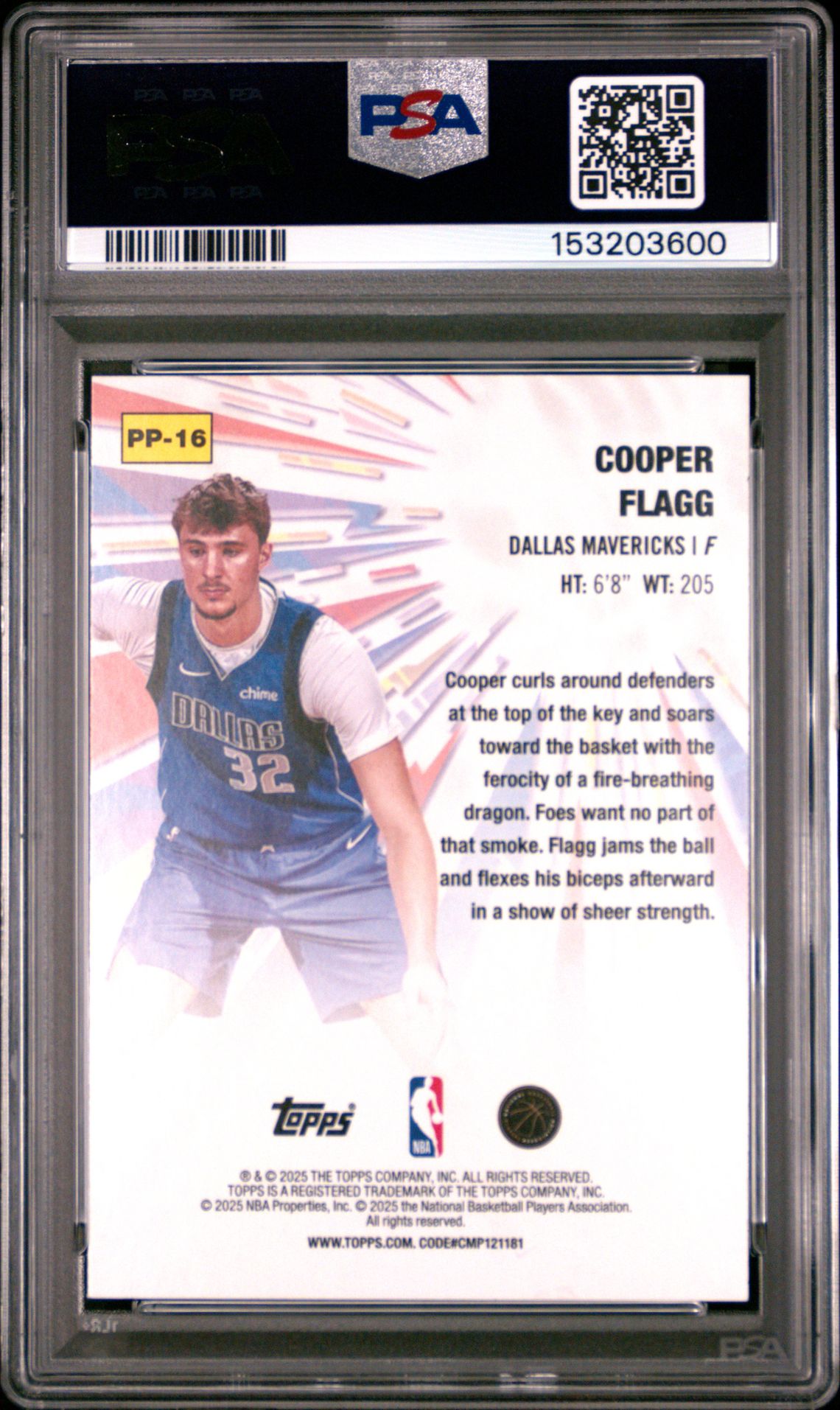 2025 Topps Power Players Cooper Flagg #Pp-16 Gem Mt 10 back