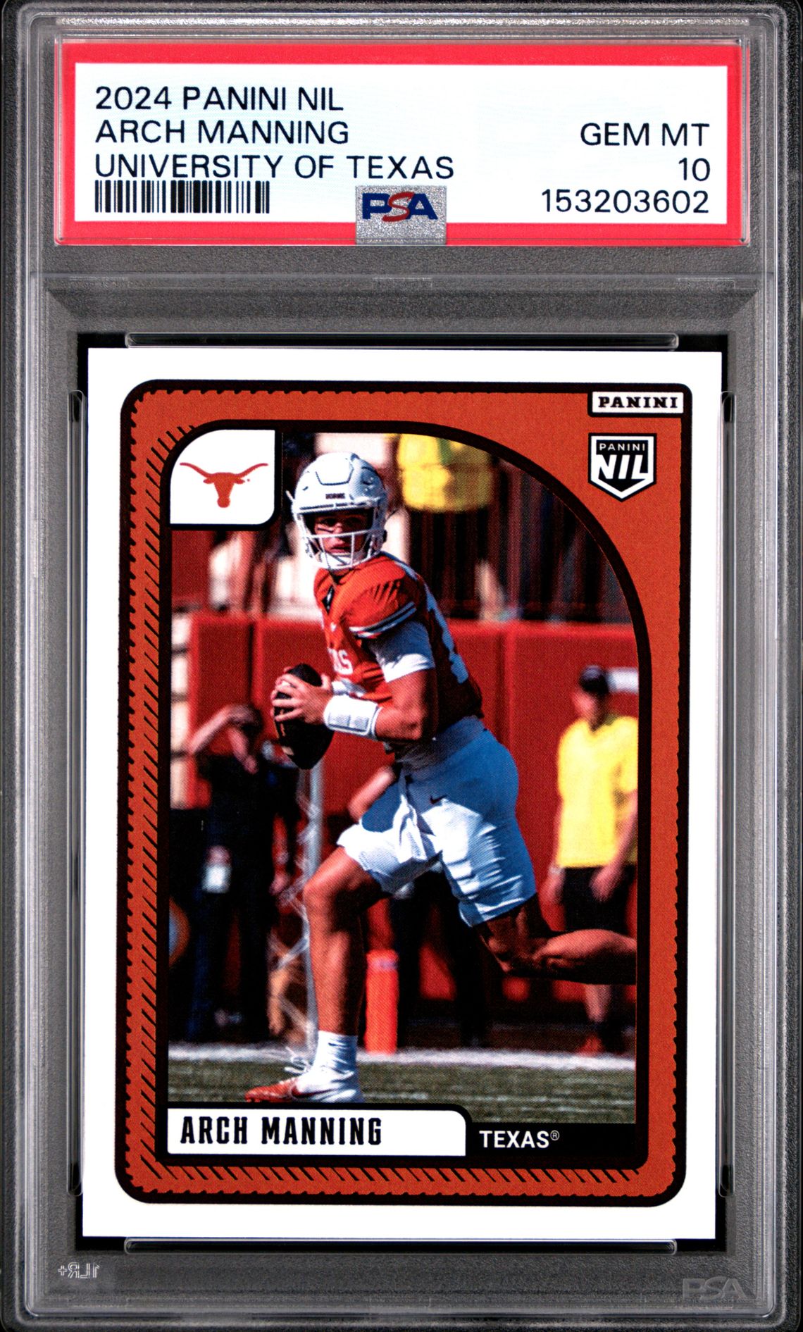 2024 Panini Nil University Of Texas Arch Manning Gem Mt 10 front