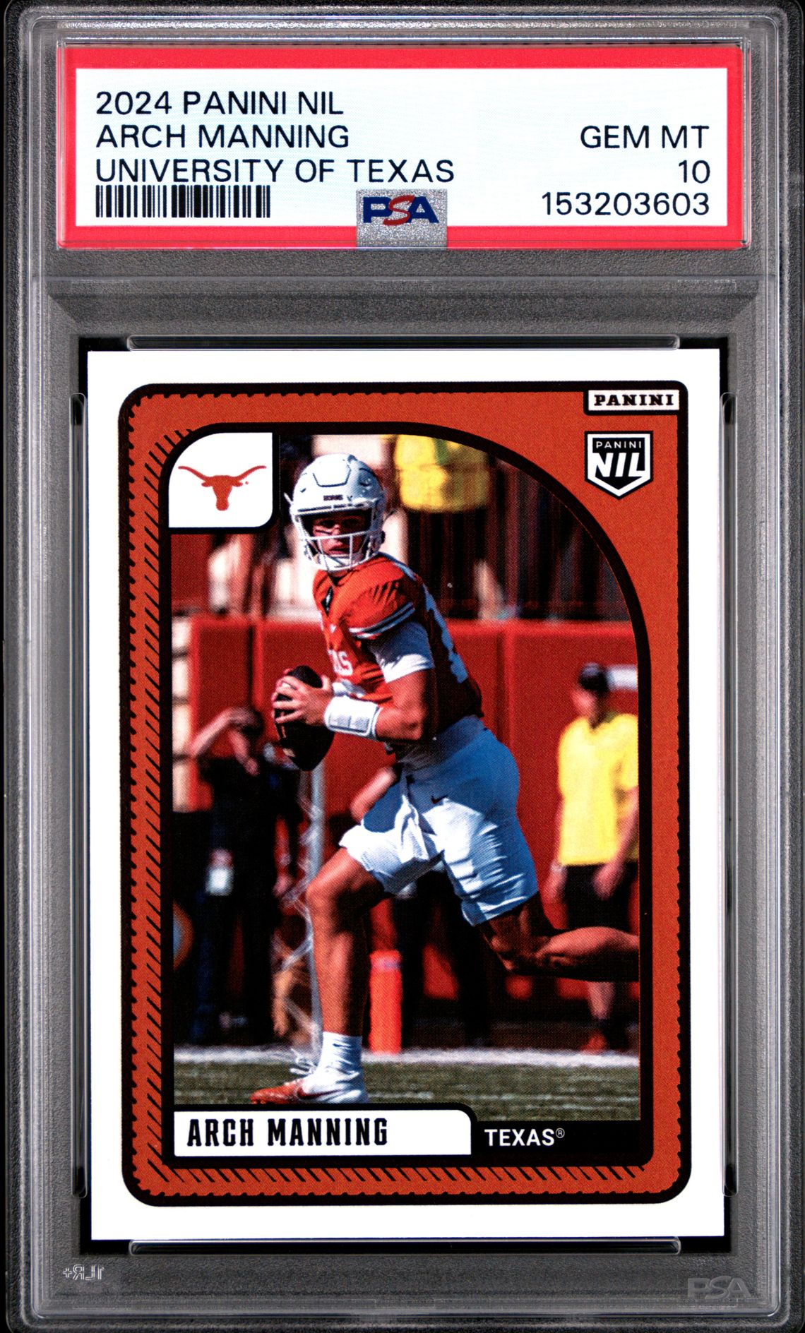2024 Panini Nil University Of Texas Arch Manning Gem Mt 10 front
