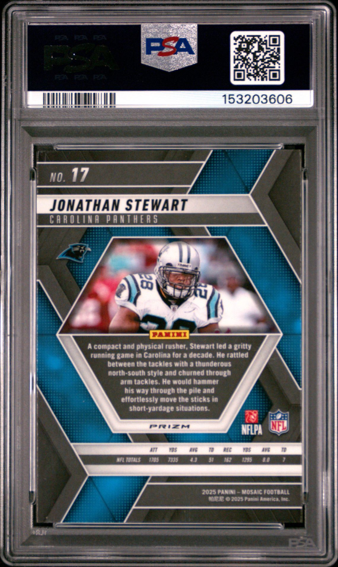 2025 Panini Mosaic Jonathan Stewart #17 (Honeycomb) Mint 9 back