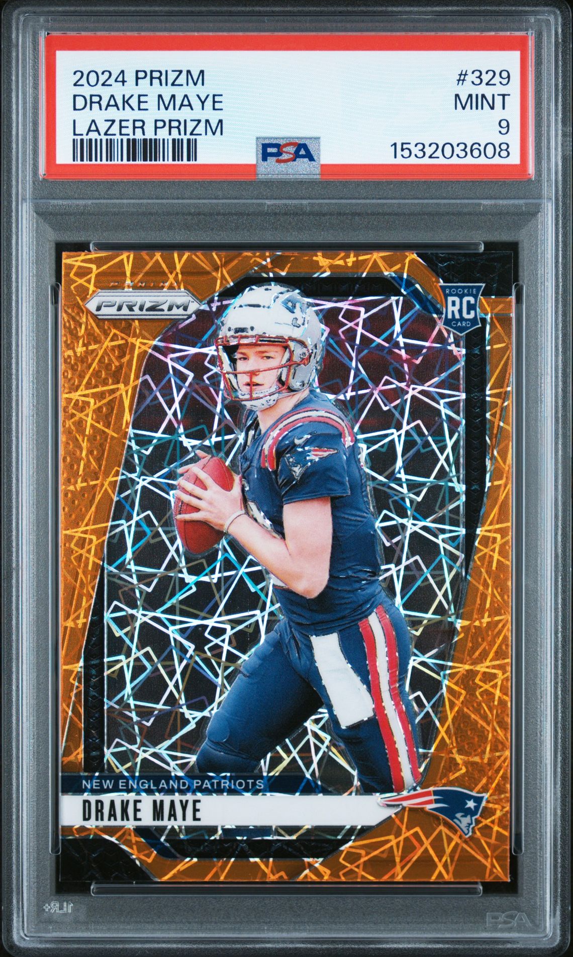 2024 Panini Prizm Drake Maye #329 (Lazer Prizm) Mint 9 front
