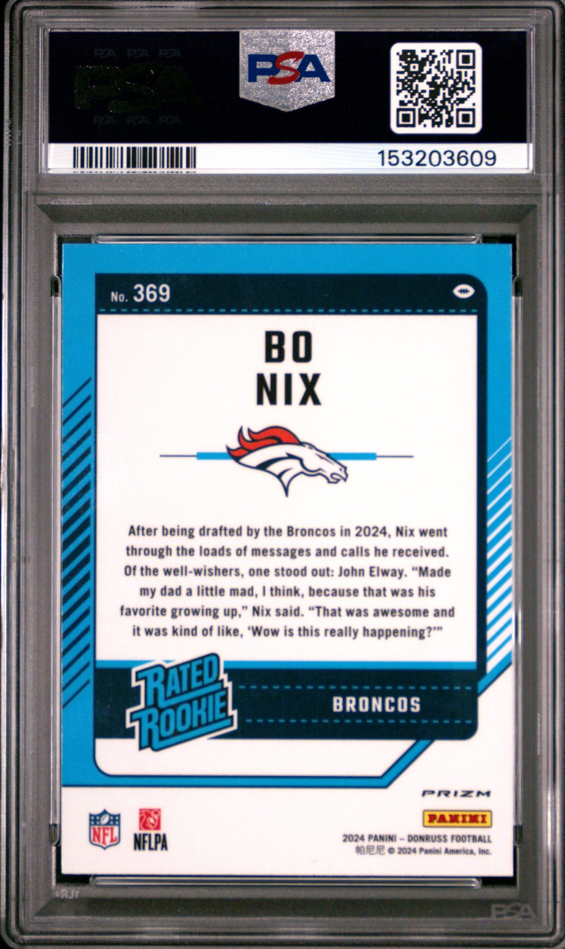 2024 Panini Donruss Bo Nix #369 (Optic Preview-Red Wave) Mint 9 back