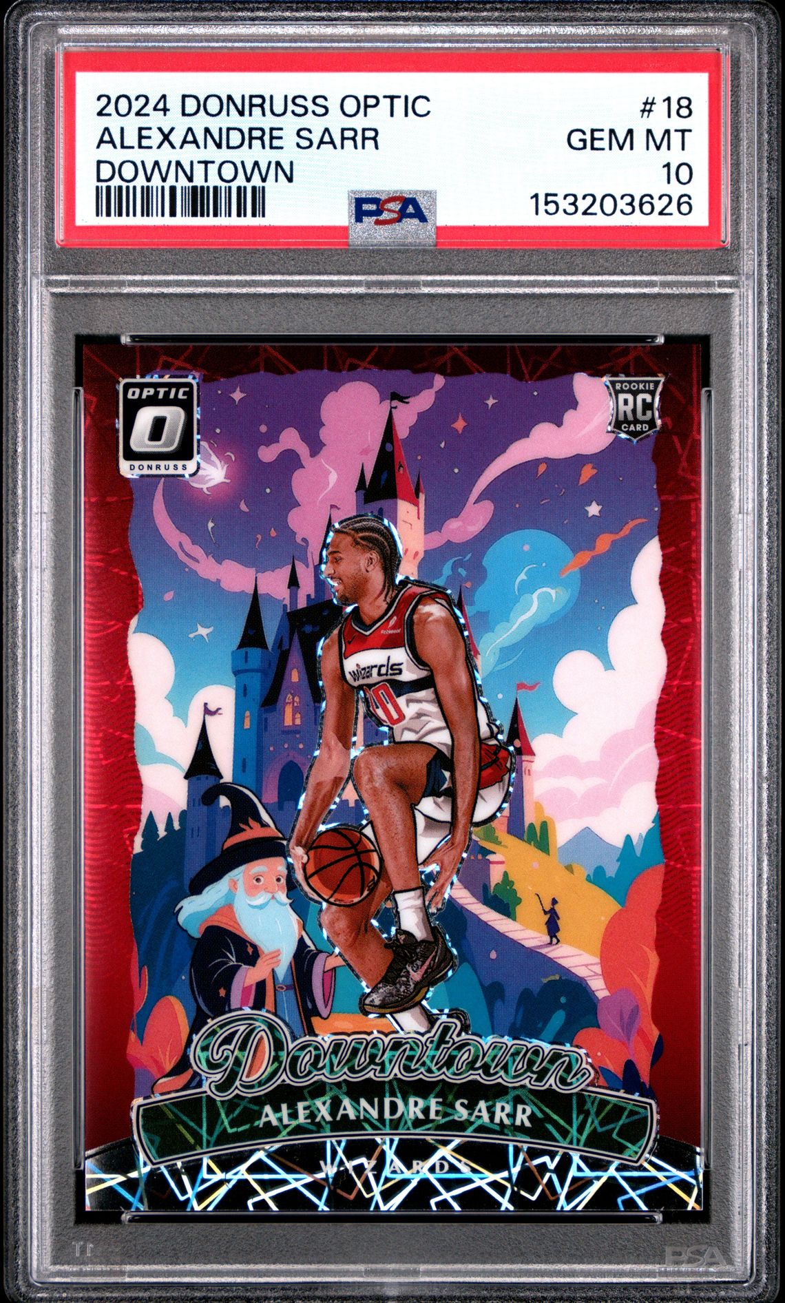 2024 Panini Donruss Optic Downtown Alexandre Sarr #18 Gem Mt 10 front view - PSA graded GEM MT 10