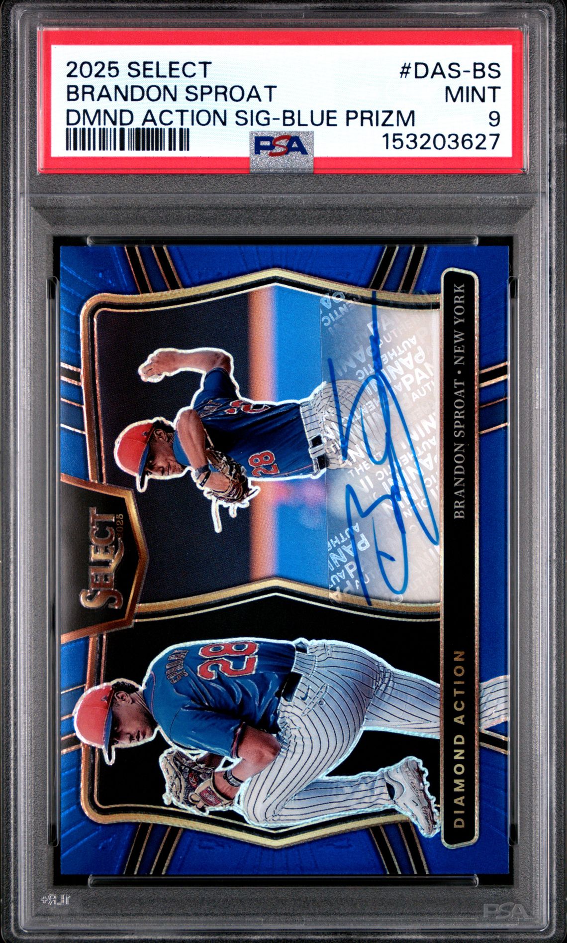 2025 Panini Select Diamond Action Signatures Brandon Sproat #Das-Bs (Dmd Action Sig-Blue Prizm) Mint 9 front