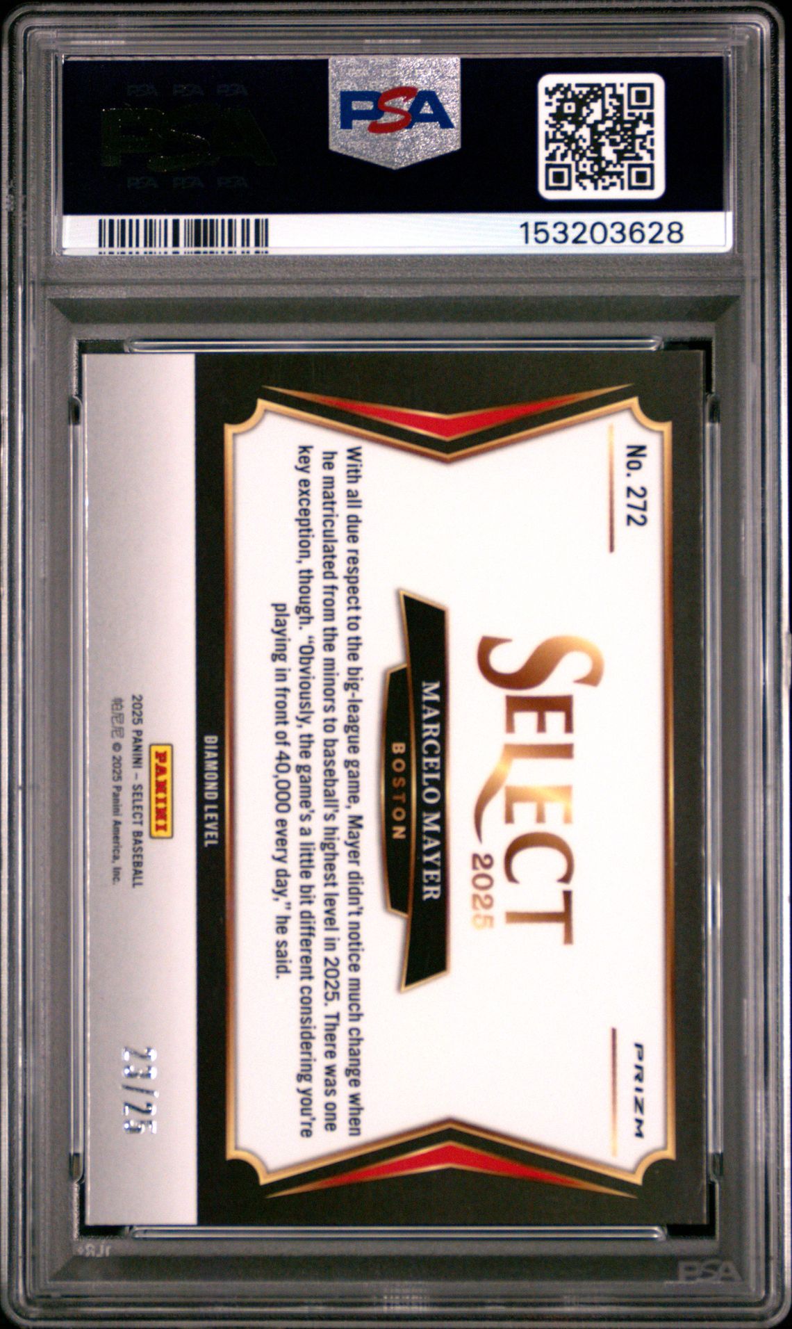 2025 Panini Select Marcelo Mayer #272 (Tie-Dye Prizm) Gem Mt 10 back