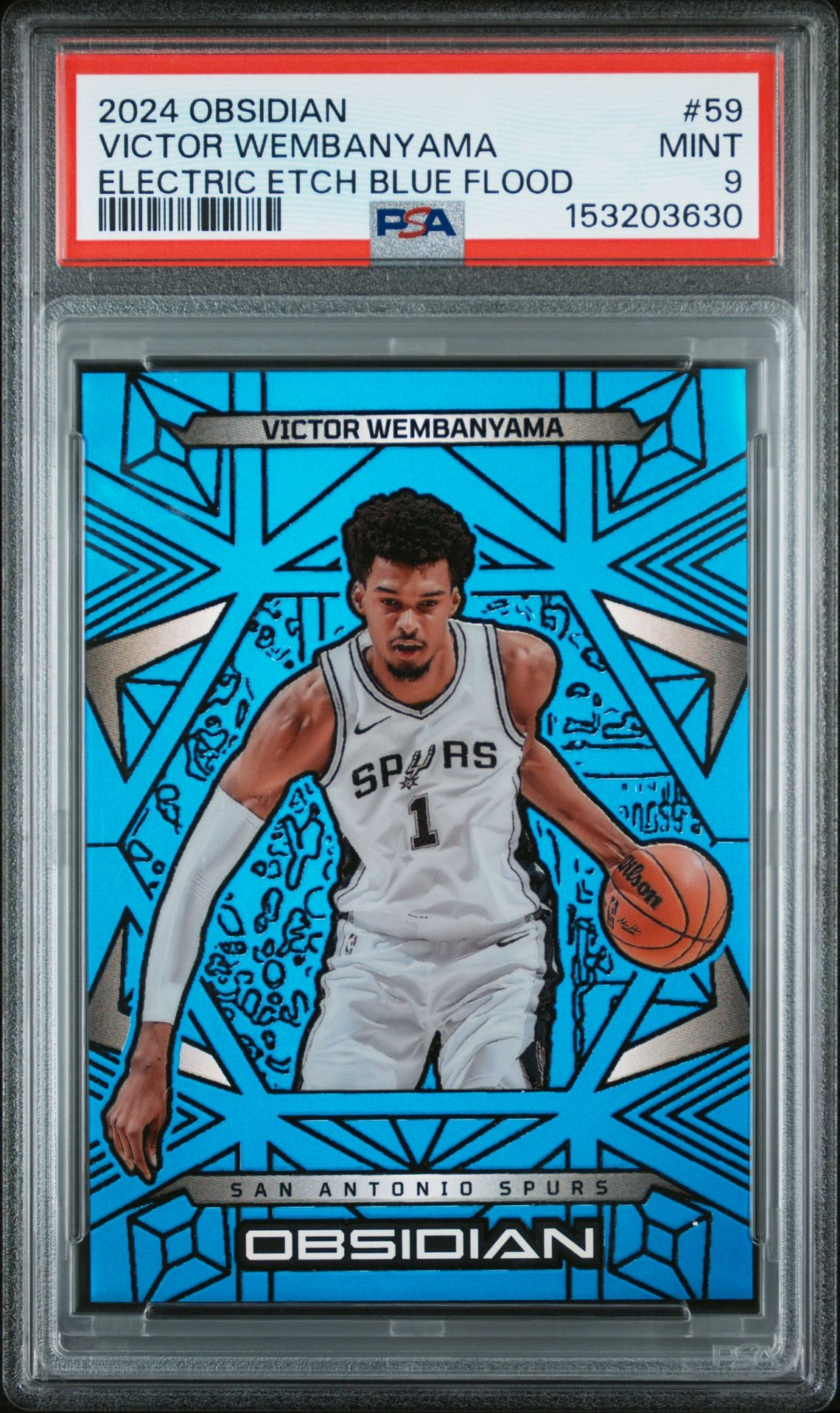 2024 Panini Obsidian Victor Wembanyama #59 (Electric Etch Blue Flood) Mint 9 front