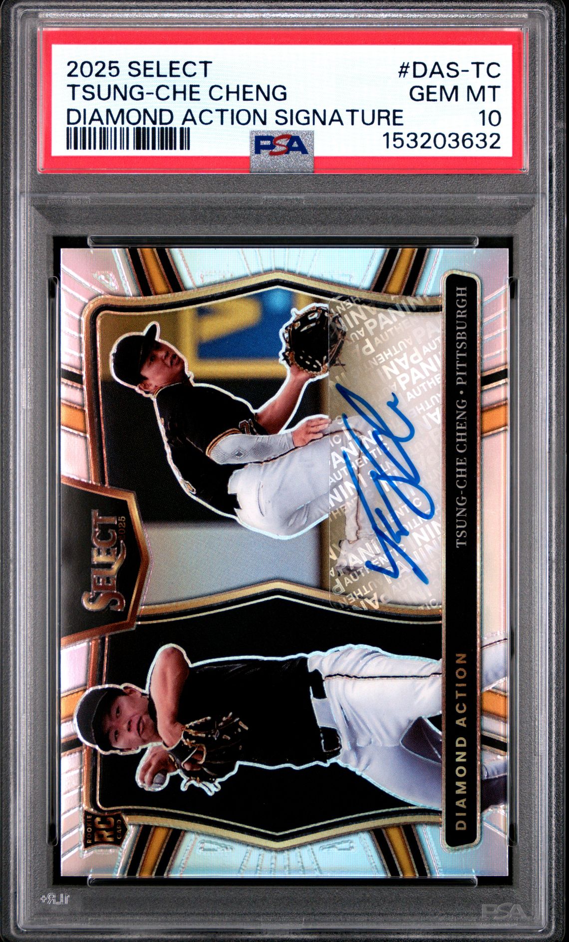 2025 Panini Select Diamond Action Signatures Tsung-Che Cheng #Das-Tc Gem Mt 10 front