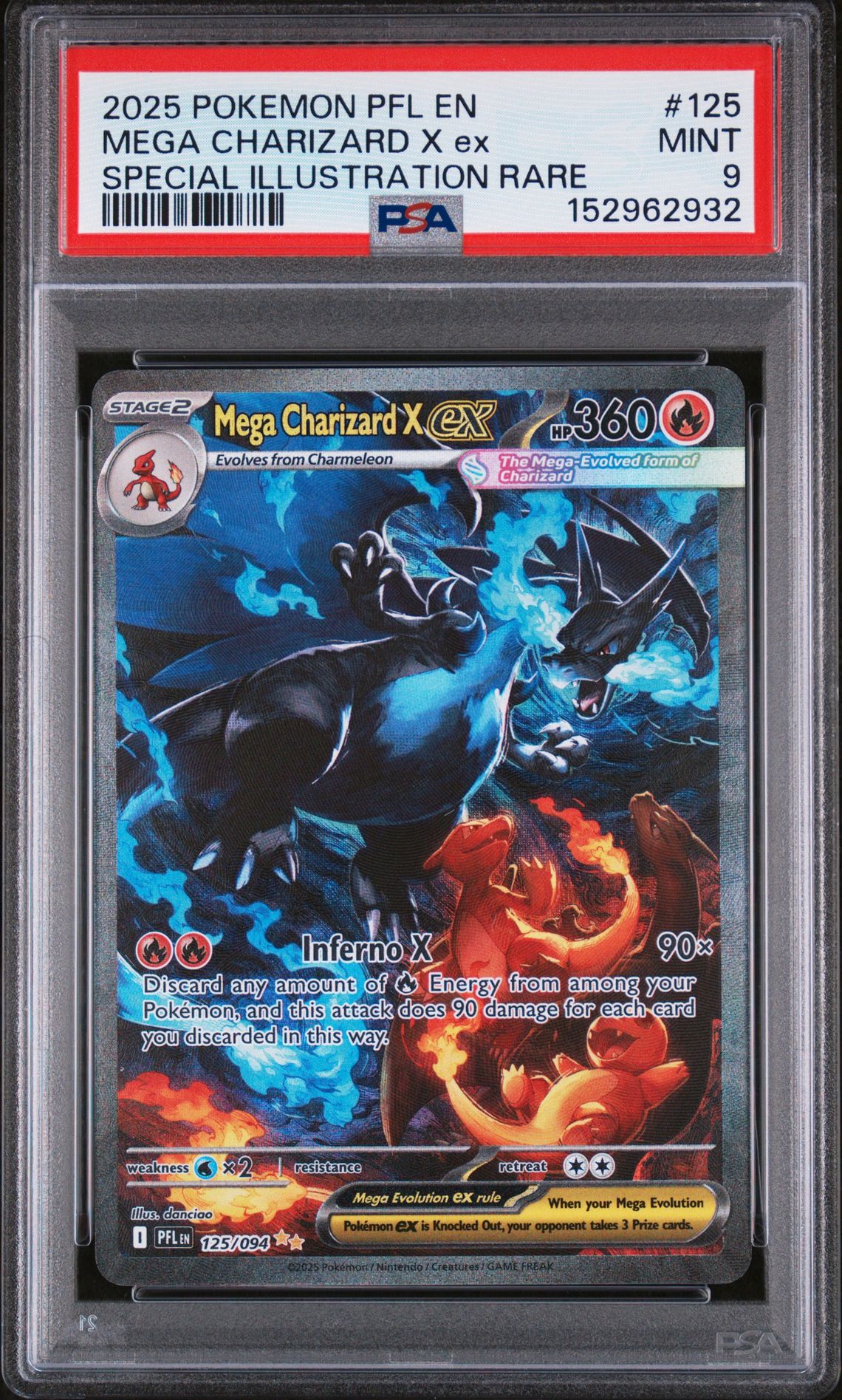 2025 Pokemon Pfl En-Phantasmal Flames Mega Charizard X Ex #125 (Special Illustration Rare) Mint 9 front