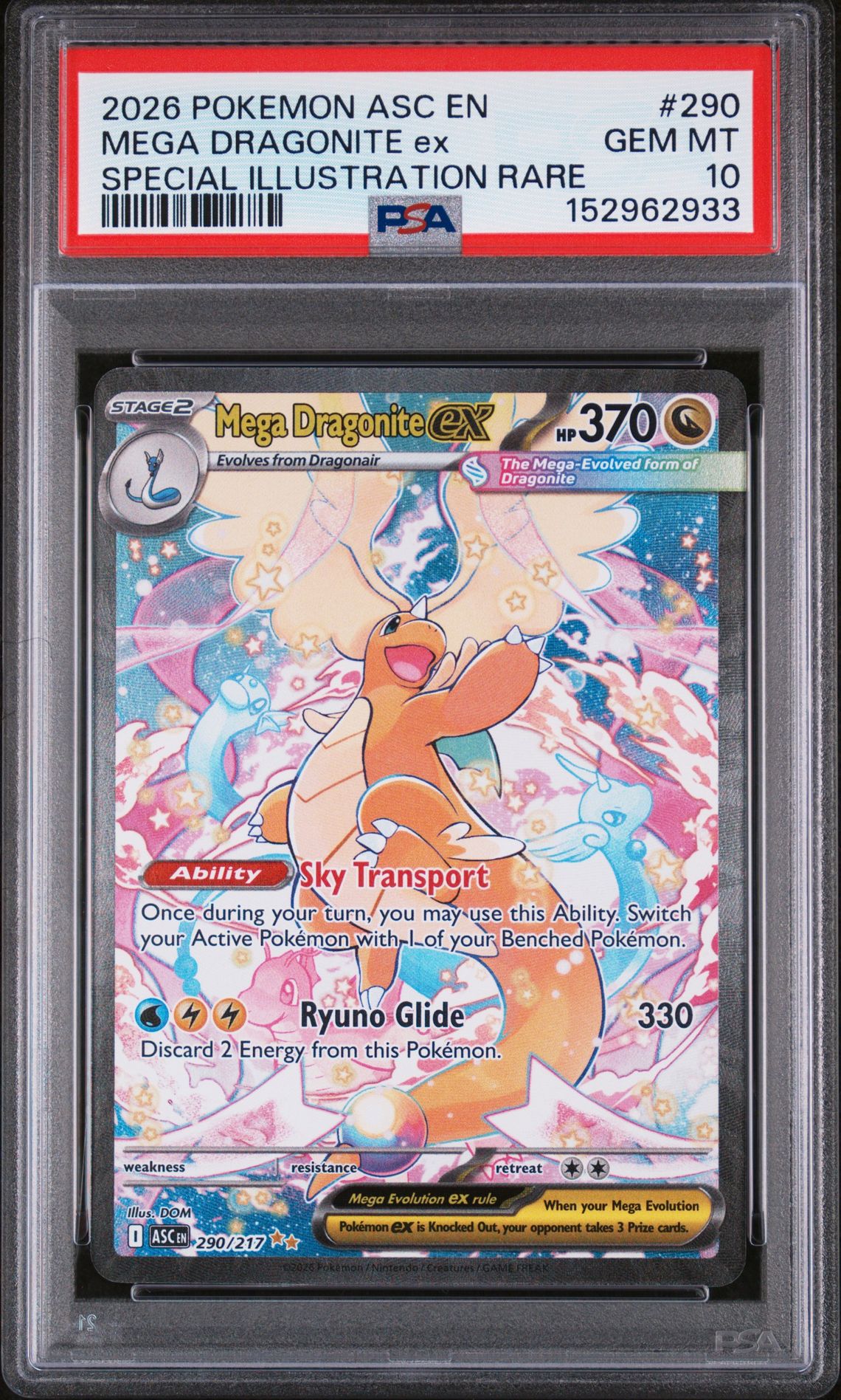 2026 Pokemon Asc En-Ascended Heroes Mega Dragonite Ex #290 (Special Illustration Rare) Gem Mt 10 front