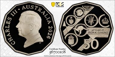 2026 50C Decimal Currency 60th Anniversary CuNi PR70DCAM