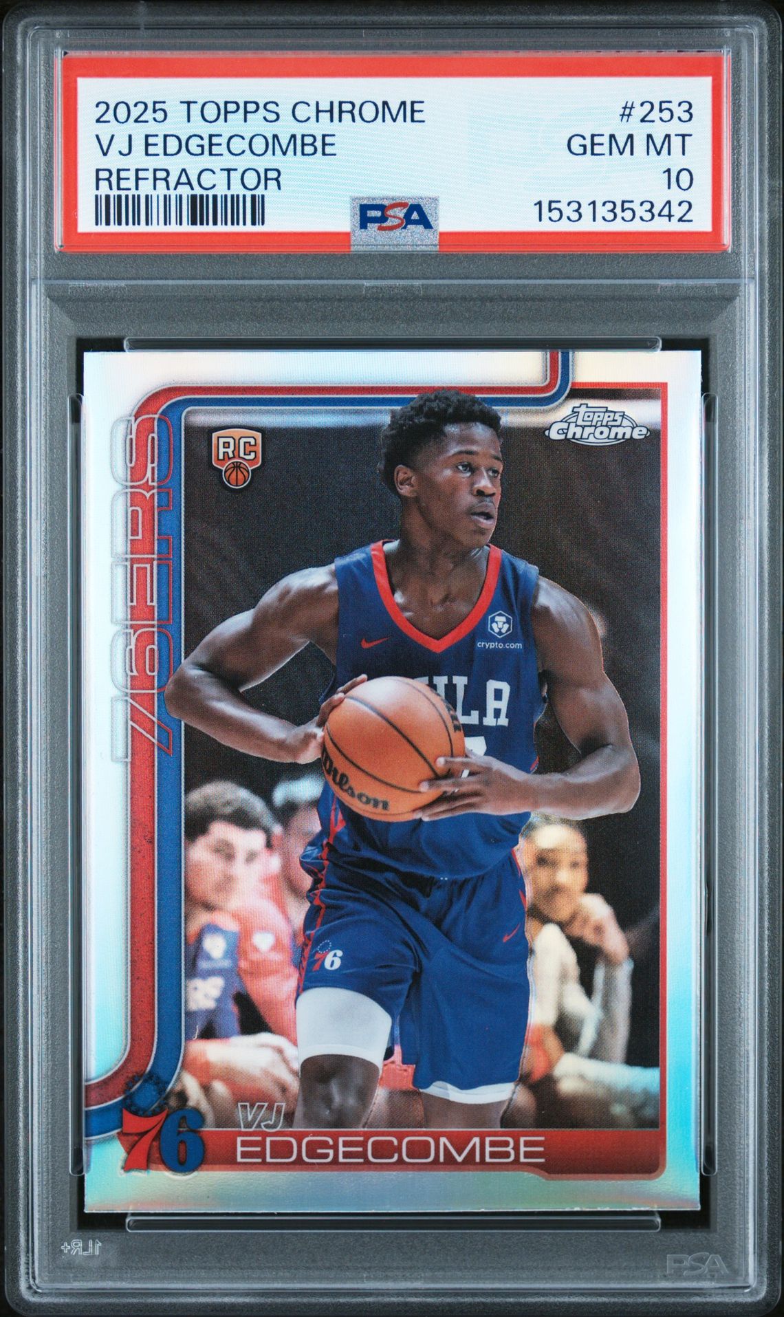 2025 Topps Chrome Vj Edgecombe #253 (Refractor) Gem Mt 10 front