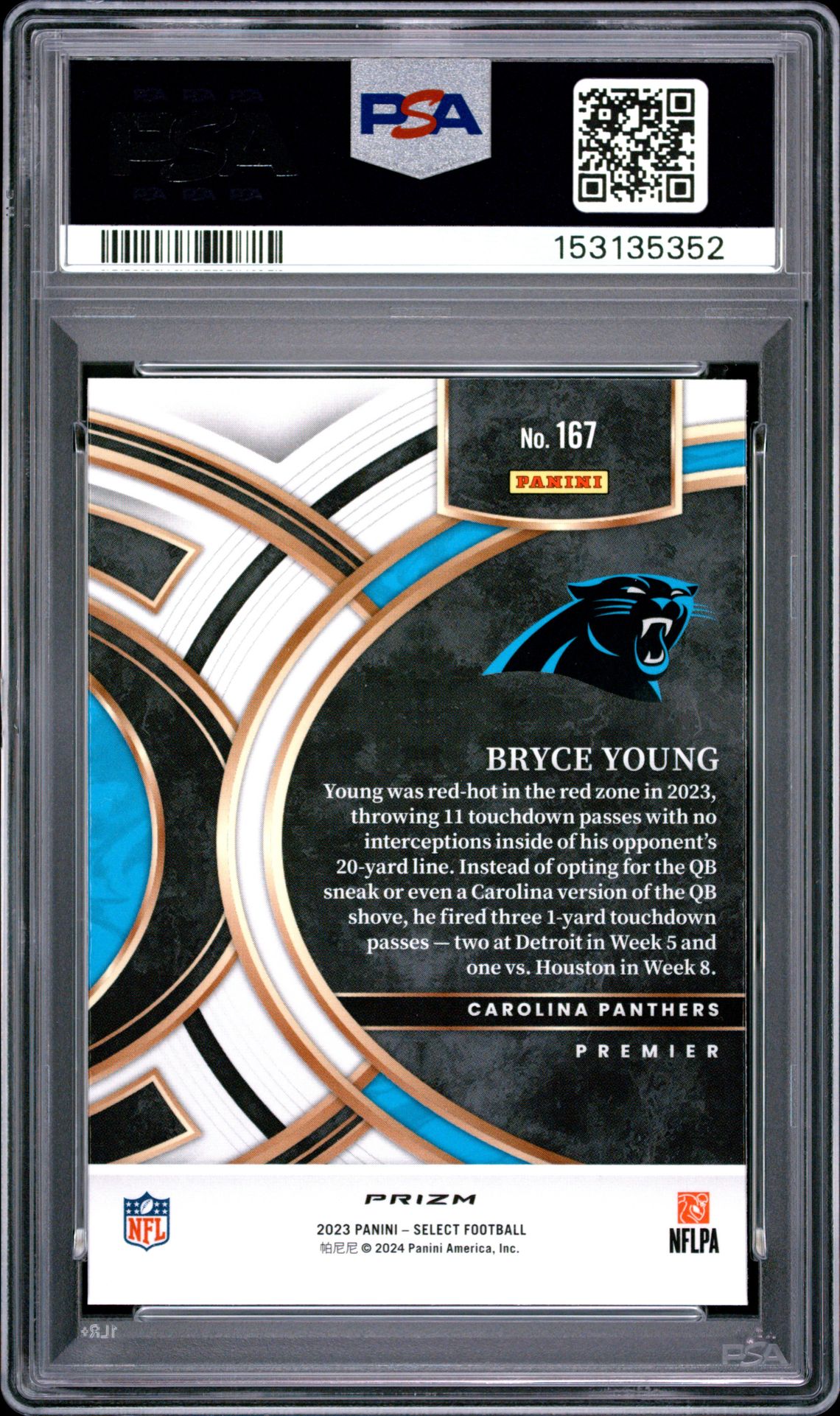 2023 Panini Select Bryce Young #167 (Silver Prizm) Nm-Mt 8 back