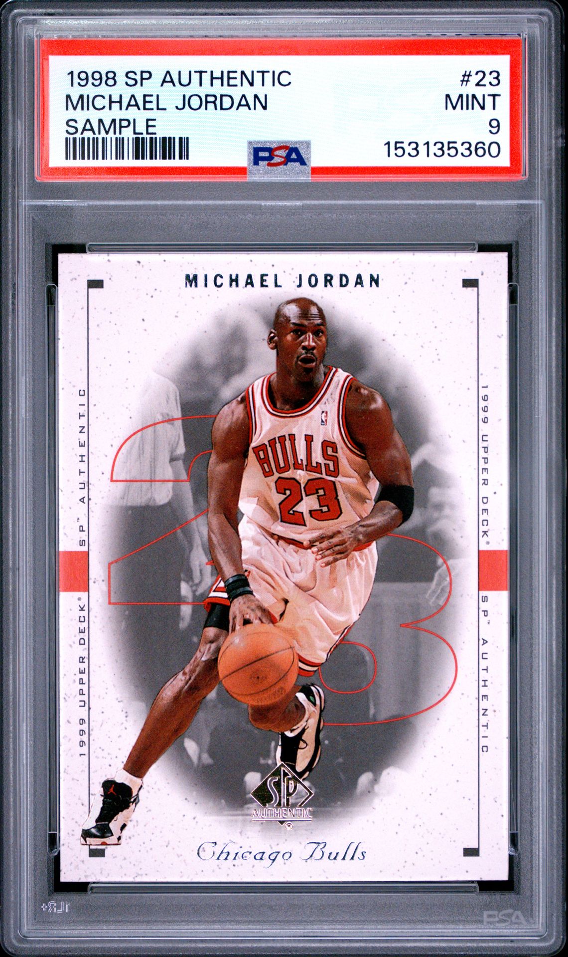 1998 Sp Authentic Michael Jordan #23 (Sample) Mint 9 front