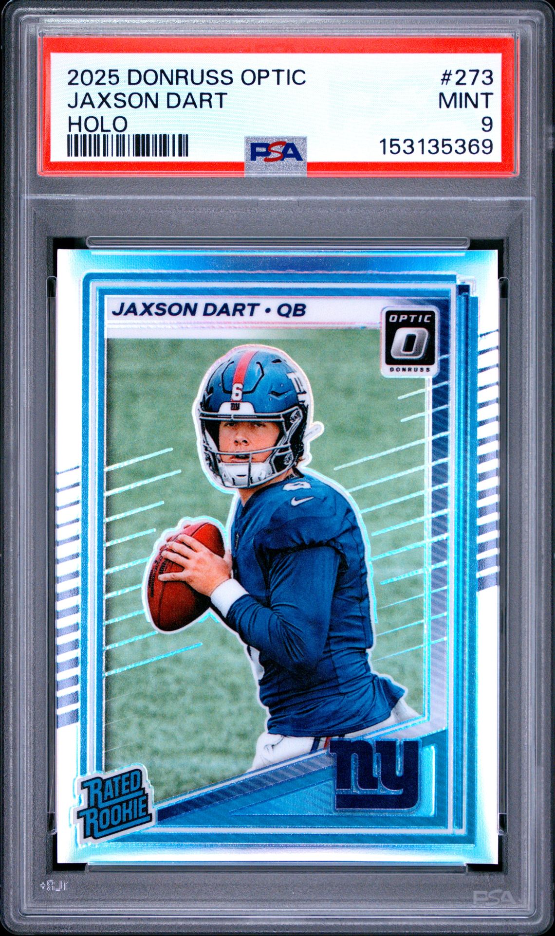 2025 Panini Donruss Optic Jaxson Dart #273 (Holo) Mint 9 front