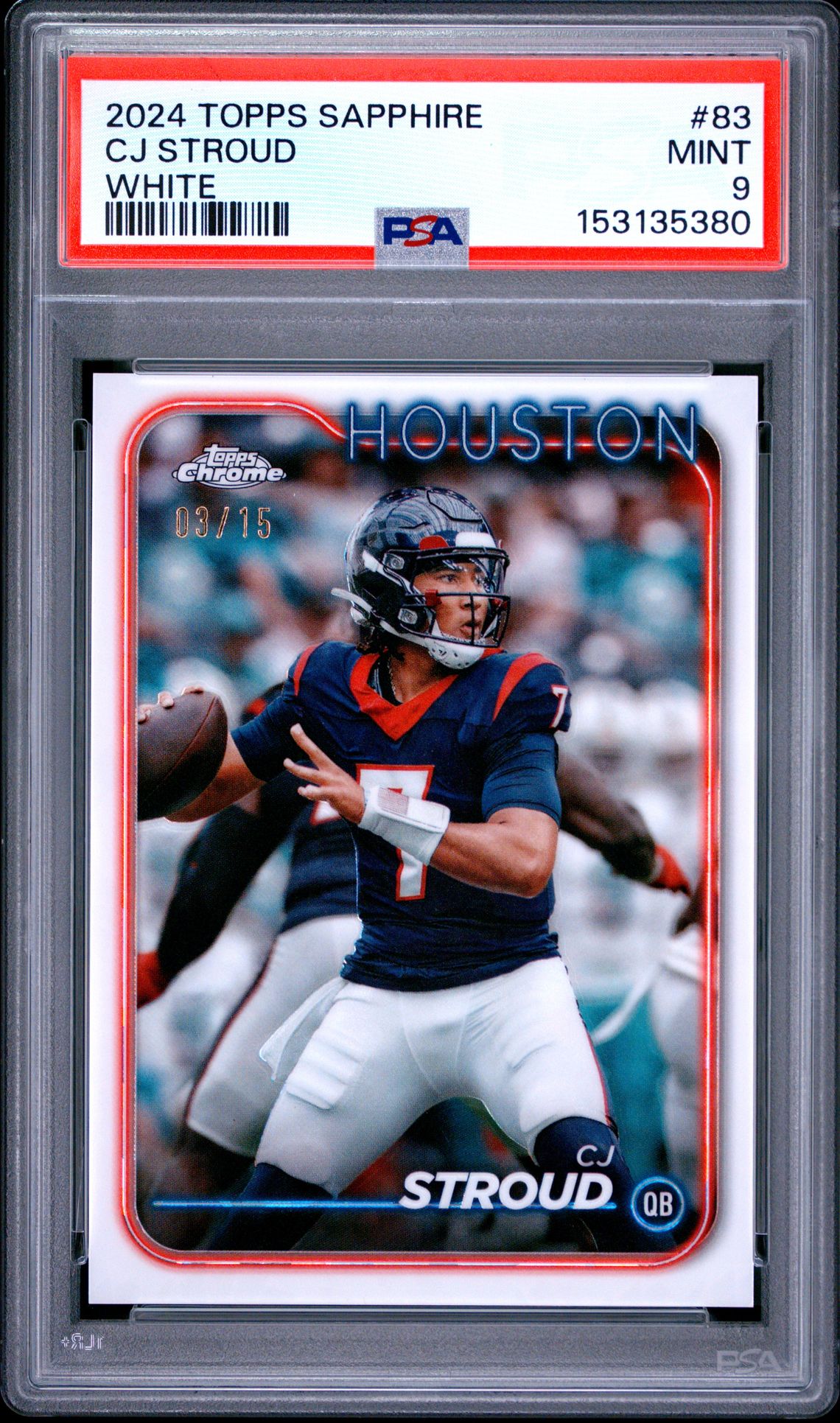 2024 Topps Chrome Sapphire Cj Stroud #83 (White) Mint 9 front