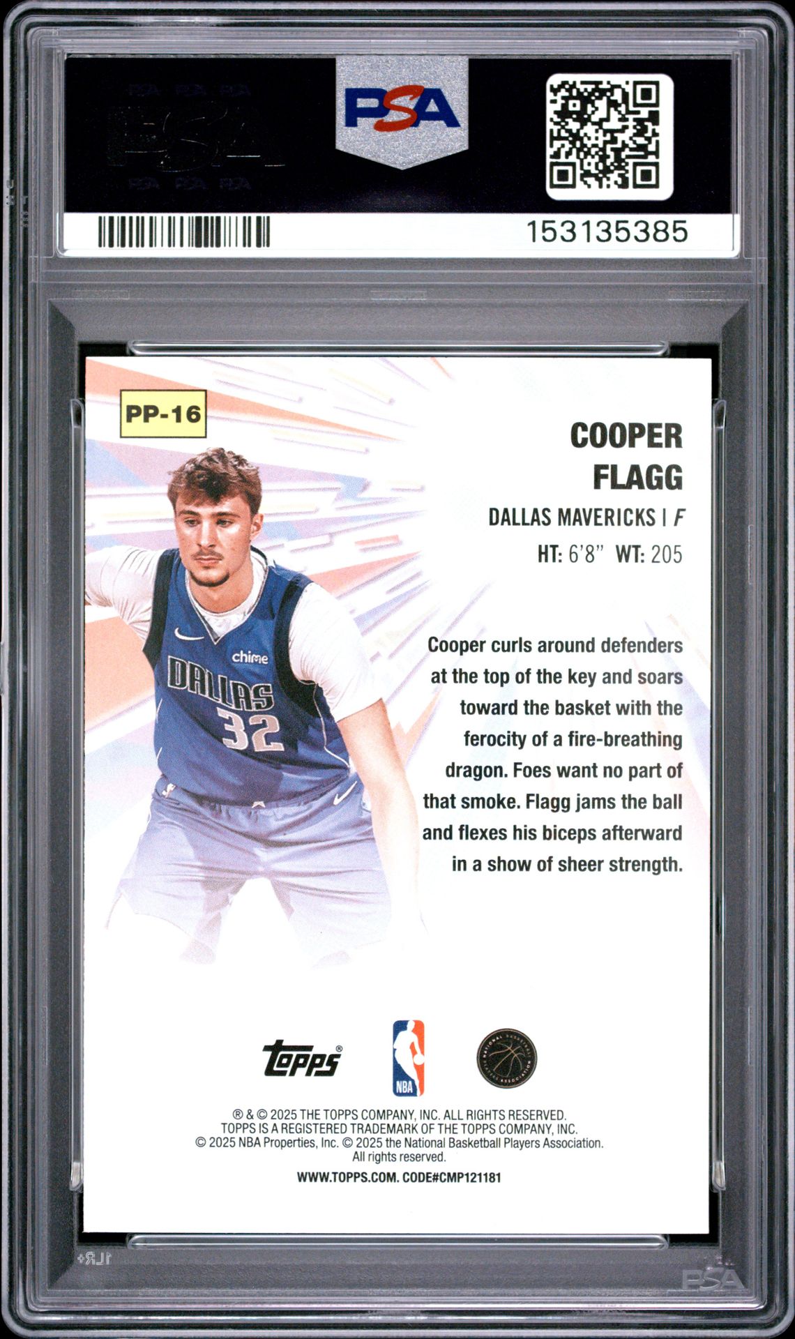 2025 Topps Power Players Cooper Flagg #Pp-16 Gem Mt 10 back