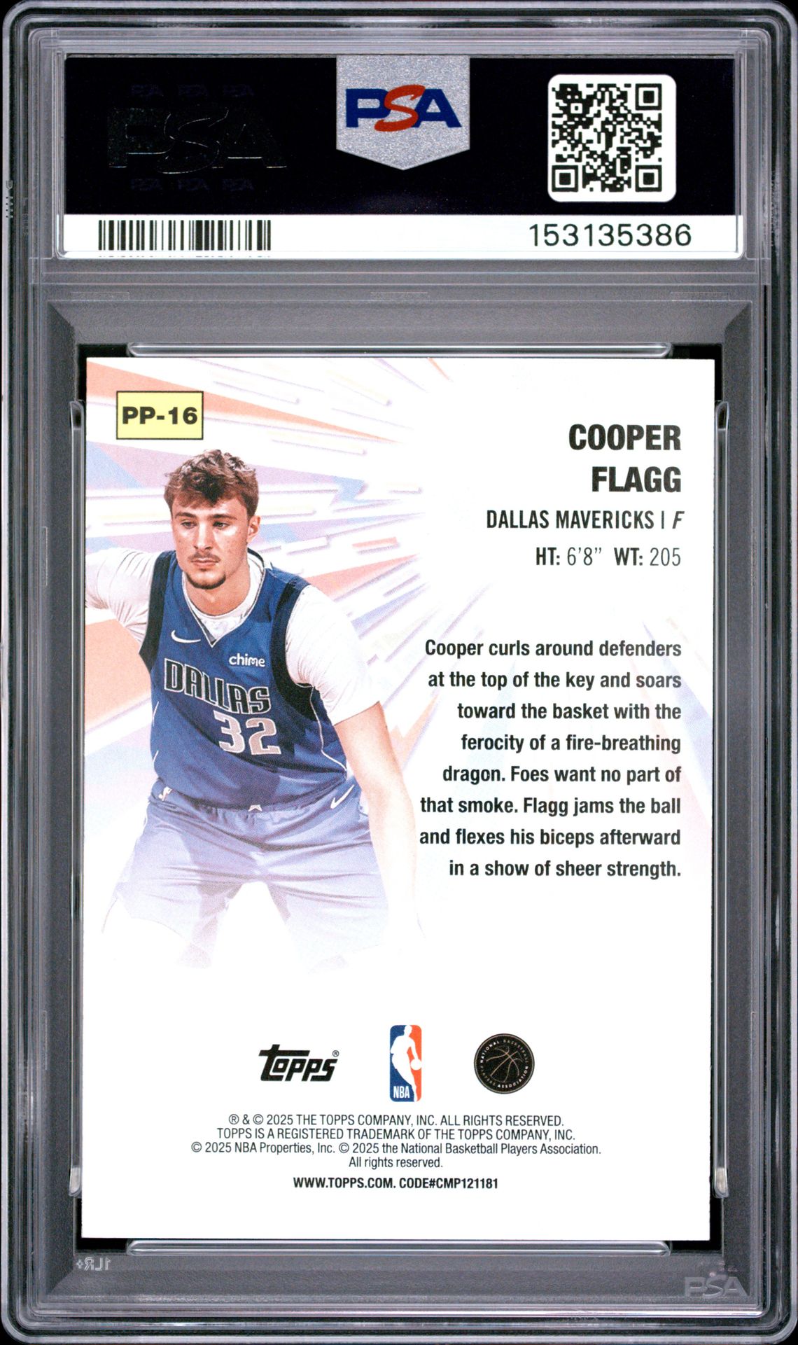 2025 Topps Power Players Cooper Flagg #Pp-16 Gem Mt 10 back