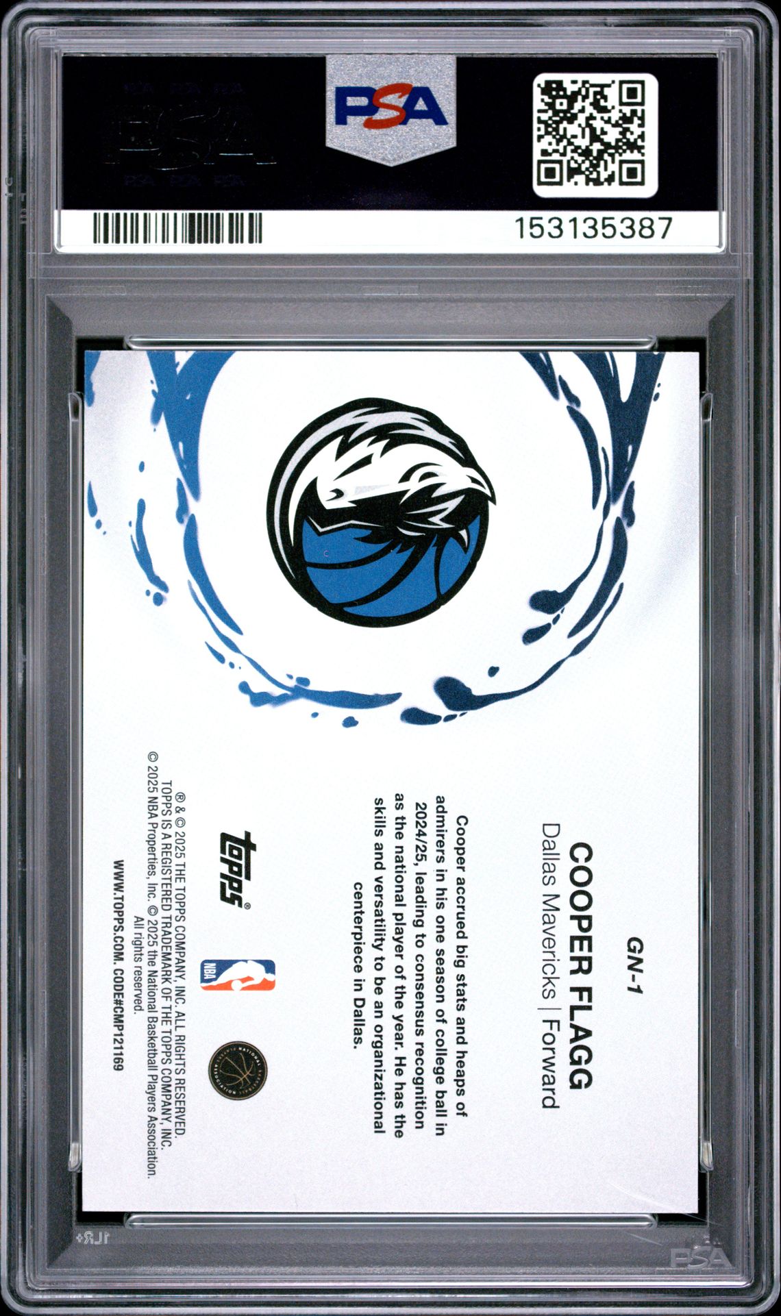 2025 Topps Generation Now Cooper Flagg #Gn-1 (Generation Now-Holo Foil) Mint 9 back