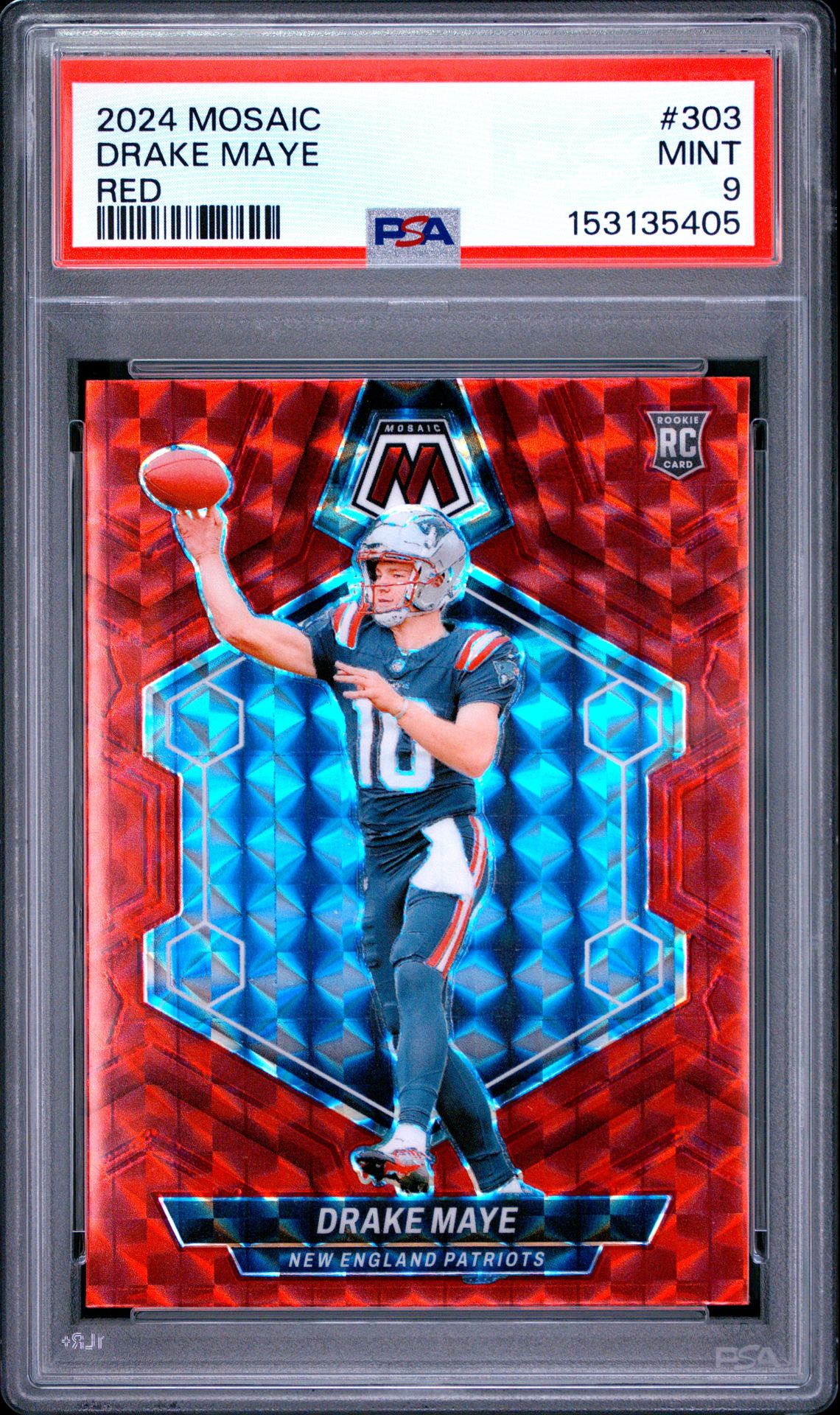 2024 Panini Mosaic Drake Maye #303 (Red) Mint 9 front
