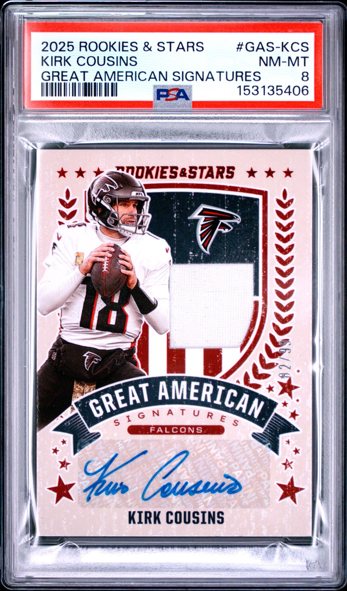 2025 Panini Rookies & Stars Great American Signatures Kirk Cousins #Gas-Kcs Nm-Mt 8 front