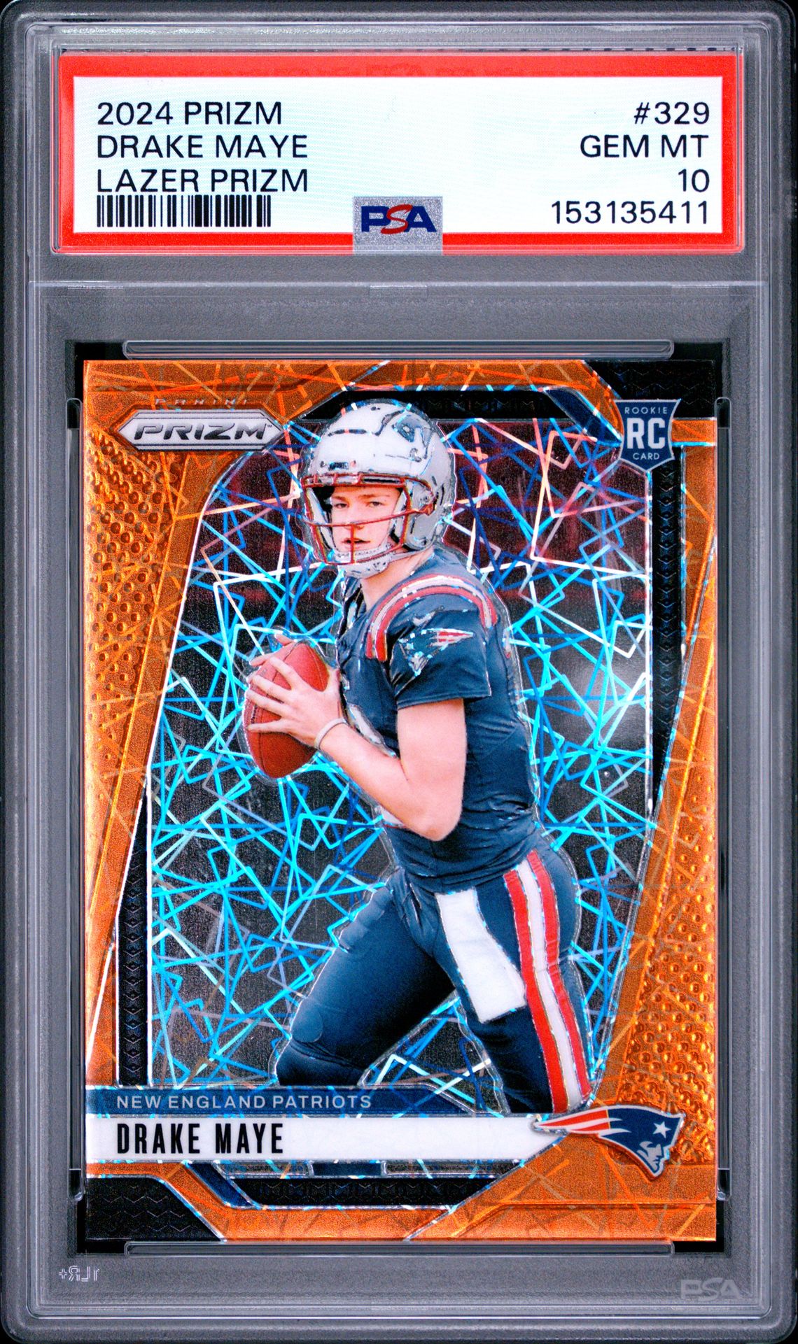 2024 Panini Prizm Drake Maye #329 (Lazer Prizm) Gem Mt 10 front