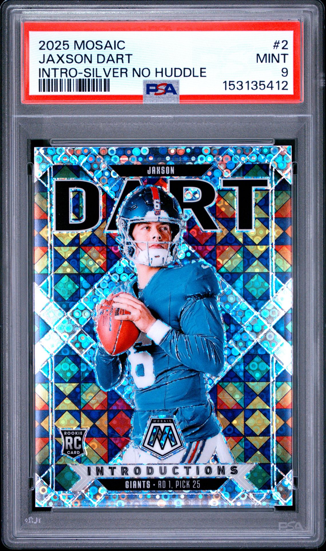 2025 Panini Mosaic Introductions Jaxson Dart #2 (Intro-Silver No Huddle) Mint 9 front